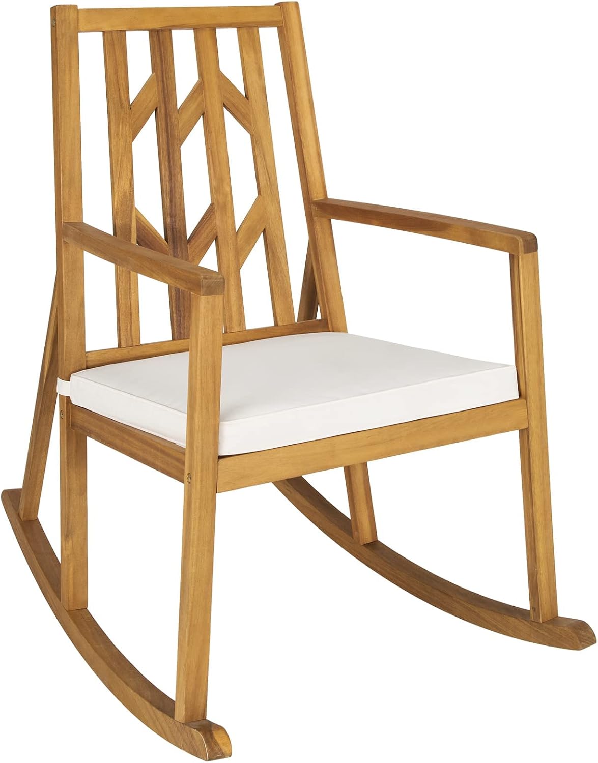 Tangkula Acacia Wood Patio Rocking Chair, White