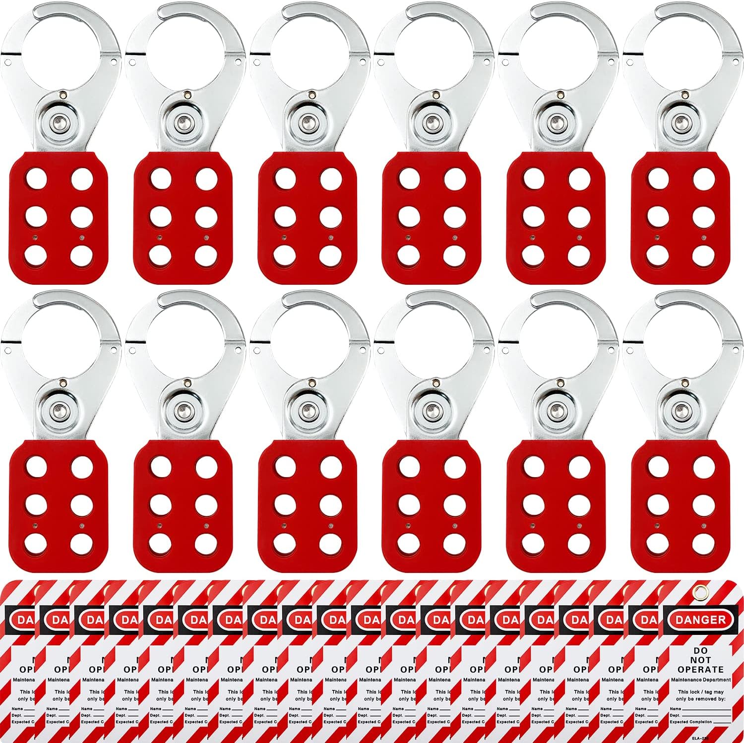 SAFBY Lockout Tagout Hasp with Loto Tags, 12 Pack