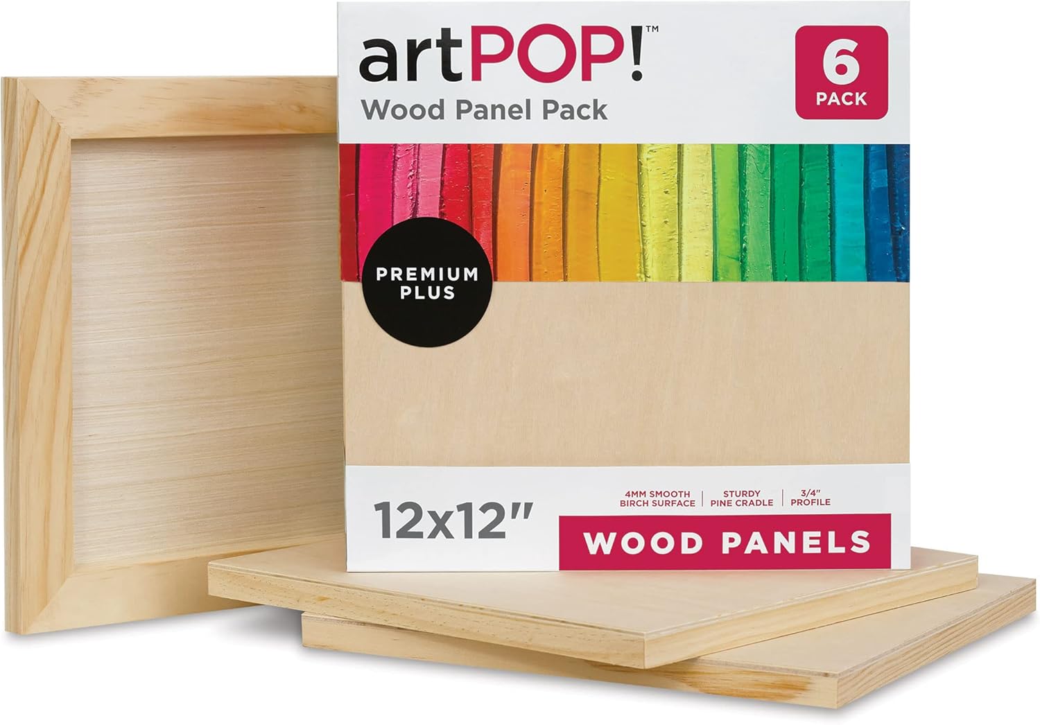 artPOP! Wood Panel Pack, 12×12 Inches, Package of 6