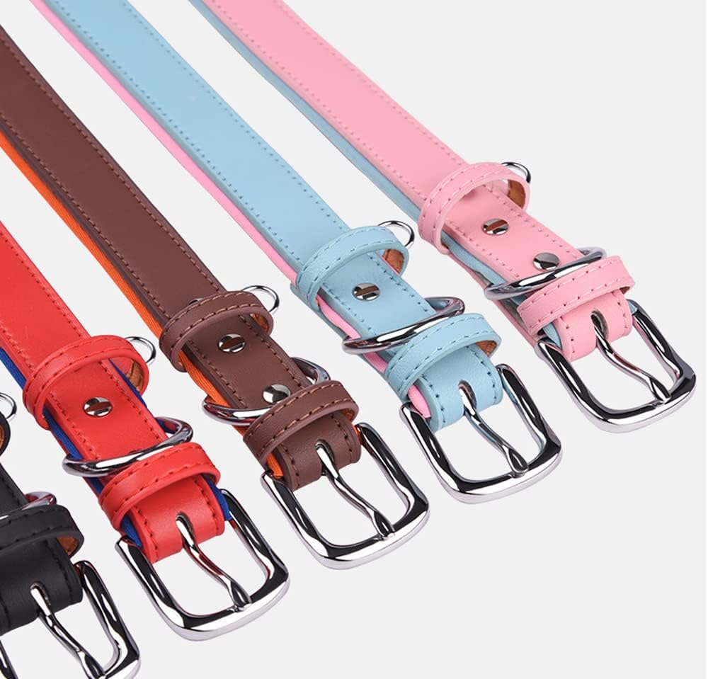 Genuine Leather Dog Collar — Adjustable Soft Breathable Padded Puppy Collar, Small