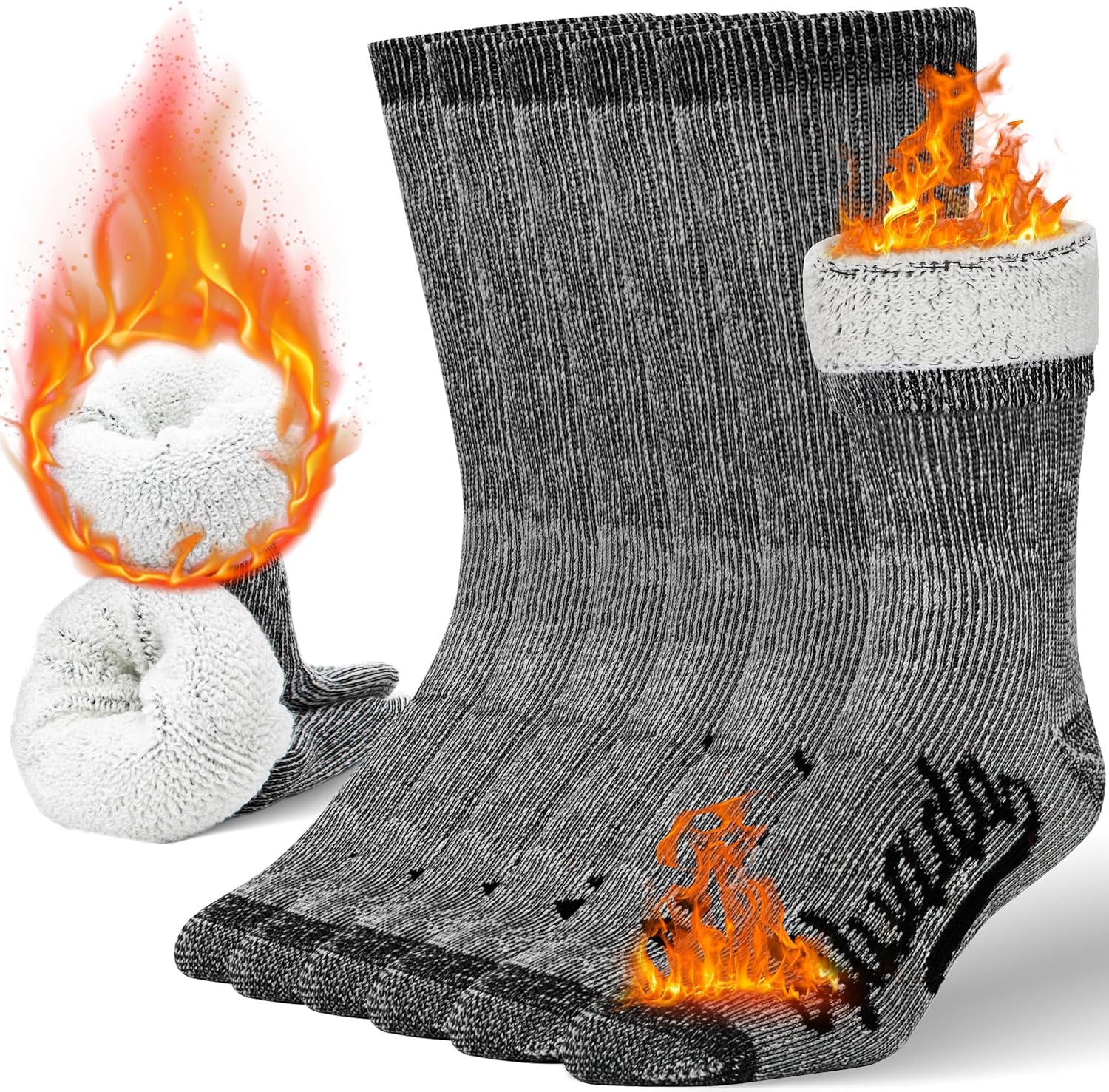 Alvada Merino Wool Hiking Socks Thermal Warm Crew Winter Boot Sock For Men Women 3 Pairs