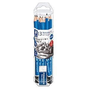 STAEDTLER Mars Lumograph Graphite Artist Pencil Pack, 12 Degrees with Eraser