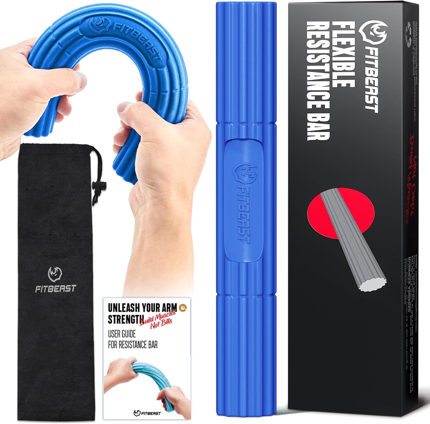 FitBeast Hand Exerciser Bars for Physical Therapy, Relieves Tendonitis Pain (Blue-Green 2-Pack)