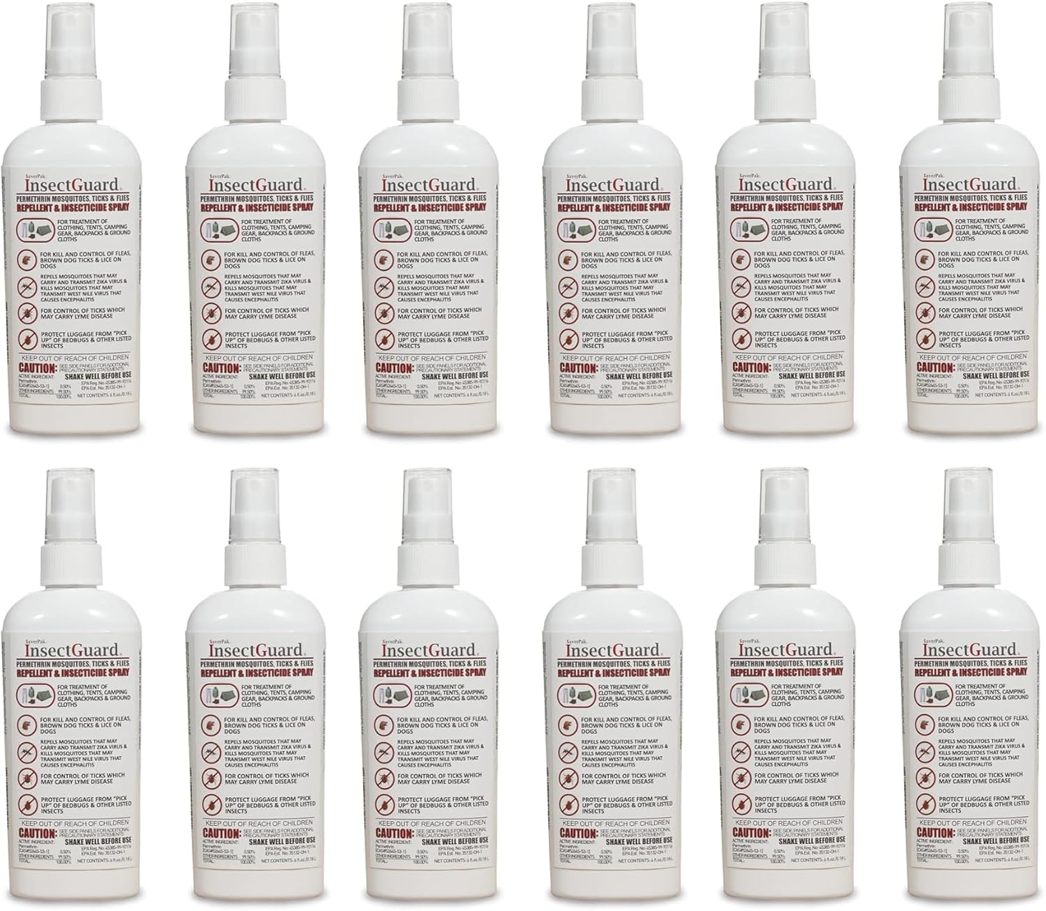 $averPak Insectguard Permethrin Mosquitoes, Ticks and Flies Repellent & Insecticide Pump Spray (6oz) 12 Pack
