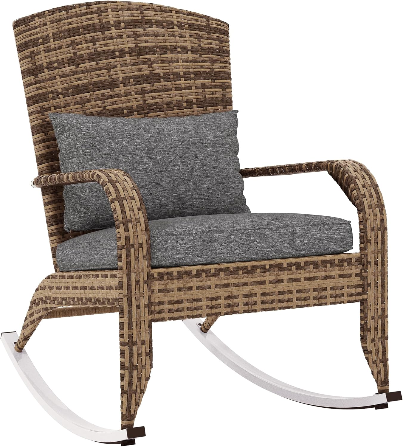 Outsunny Outdoor Wicker Adirondack Rocking Chair, Gray