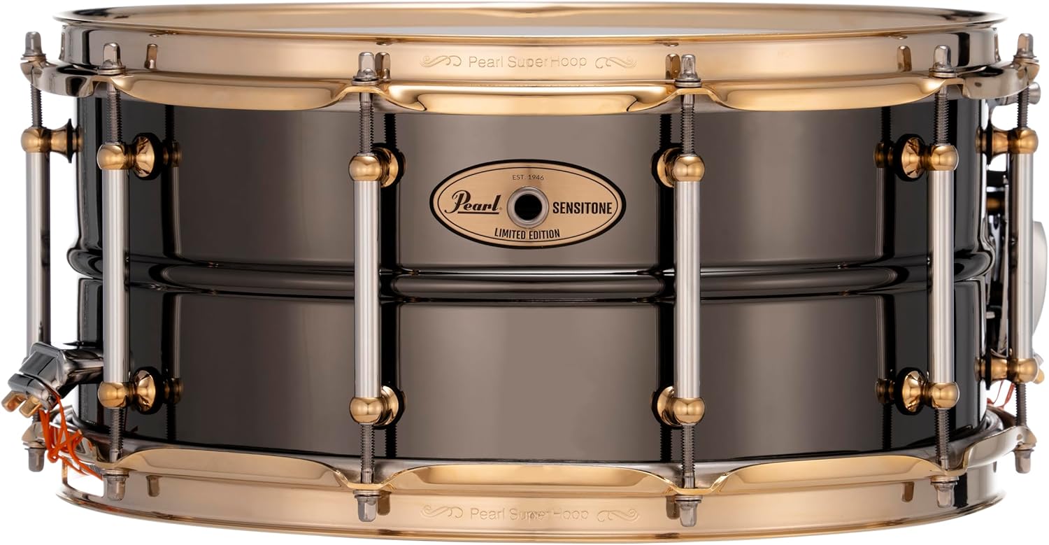 Pearl Sensitone Limited-Edition Black Nickel-Plated Brass Snare Drum 6.5x14