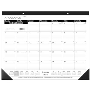 AT-A-GLANCE 2026 Monthly Desk Pad Calendar, 21-3/4" x 17", Large (SK240026)