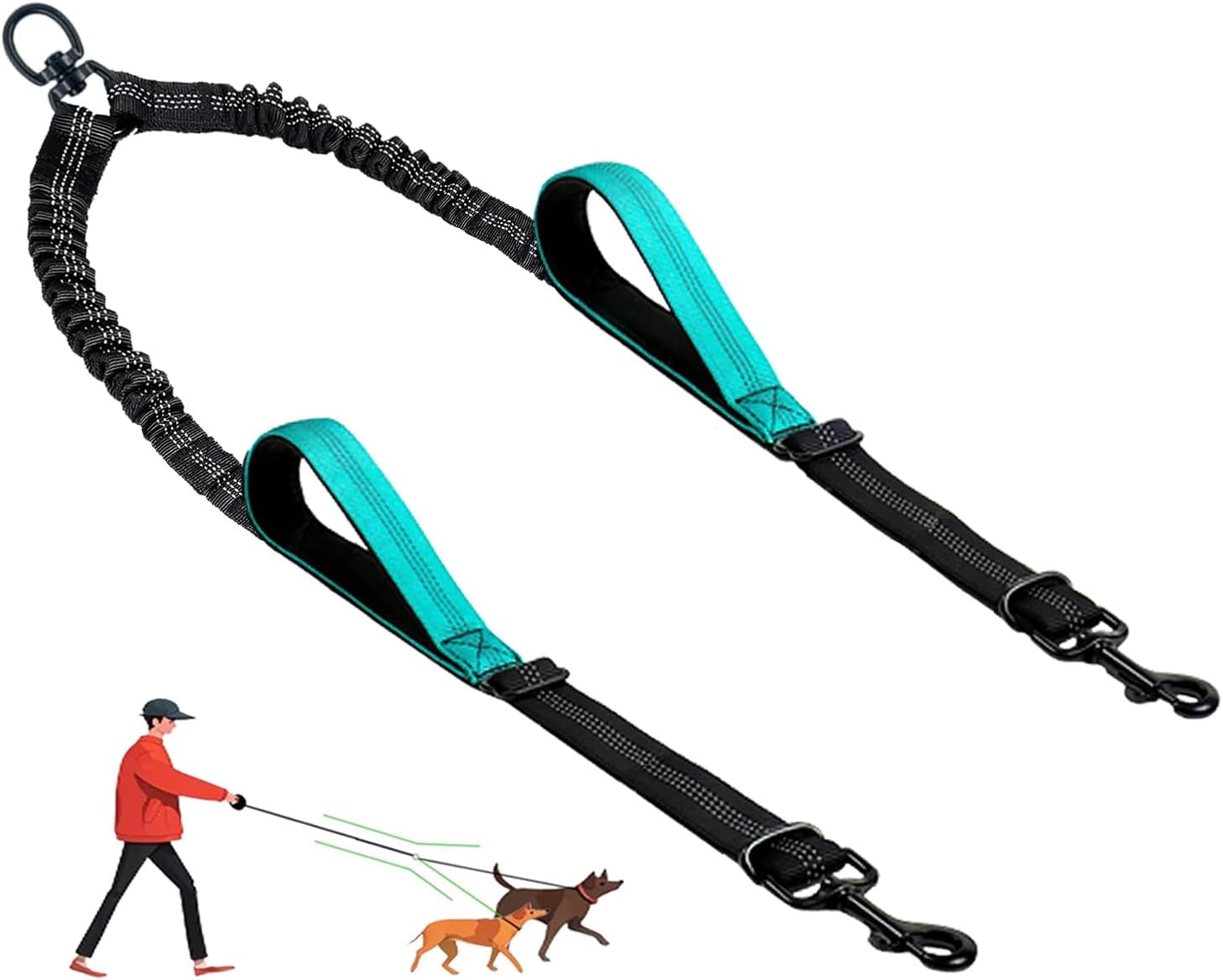 LEOSASA Double Dog Leash - No Tangle Splitter