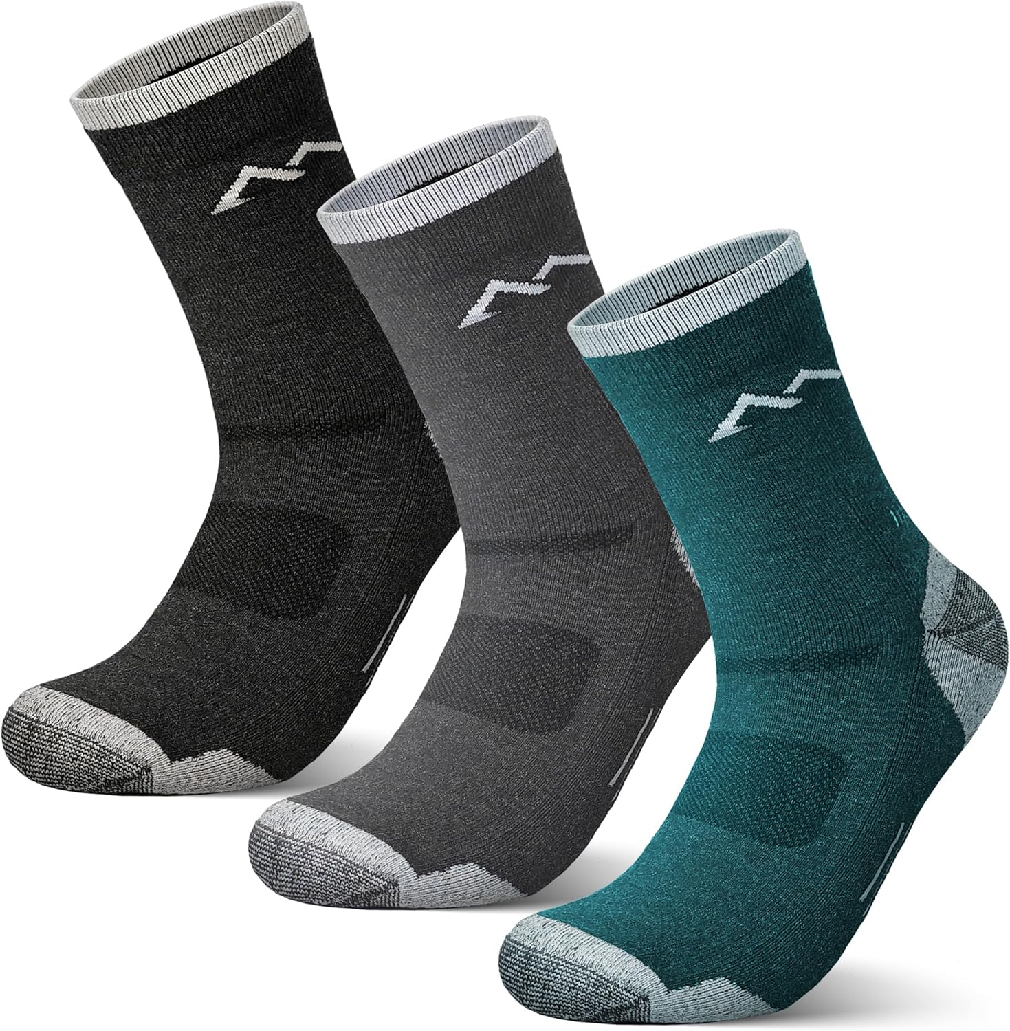 innotree 3 Pack Men's Merino Wool Hiking Socks, Micro Crew Cushioned