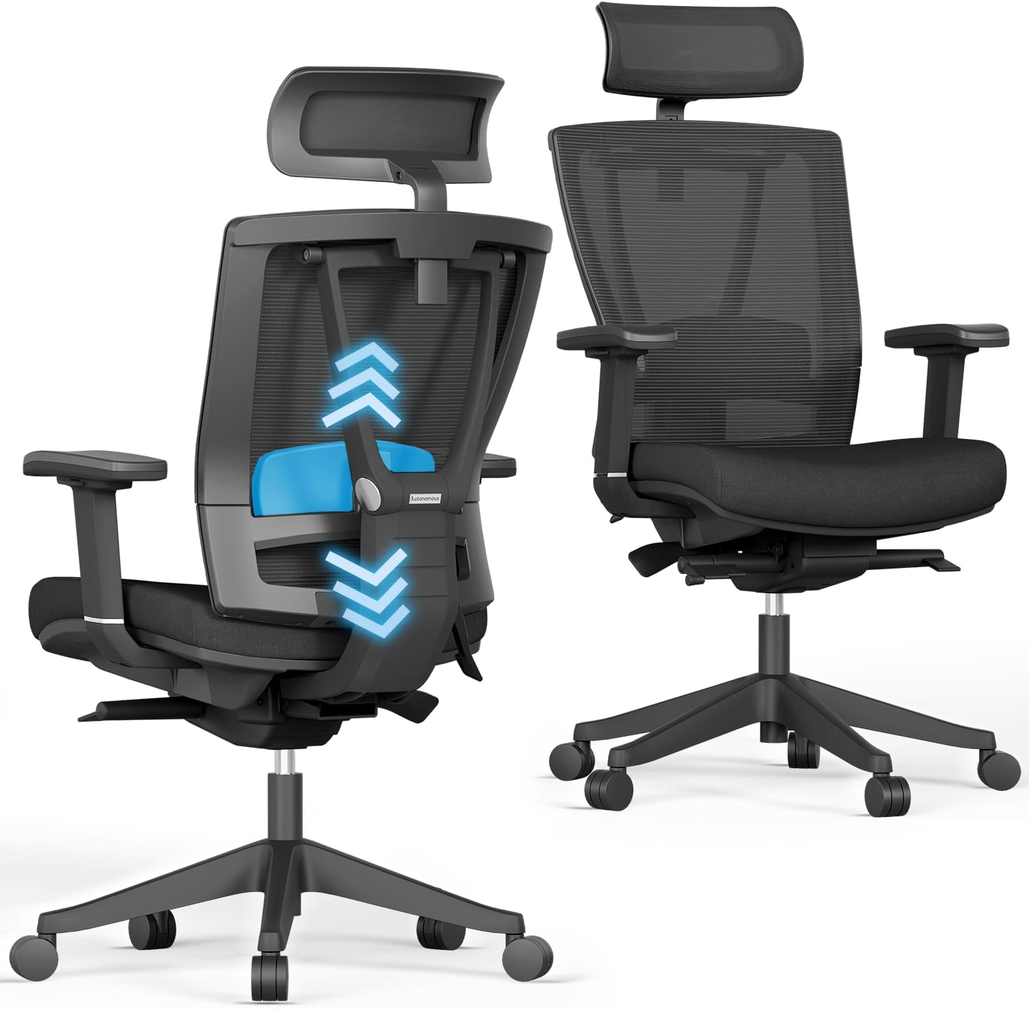 AUTONOMOUS ErgoChair Pro Ergonomic Office Chair with Adjustable Lumbar Support and Headrest