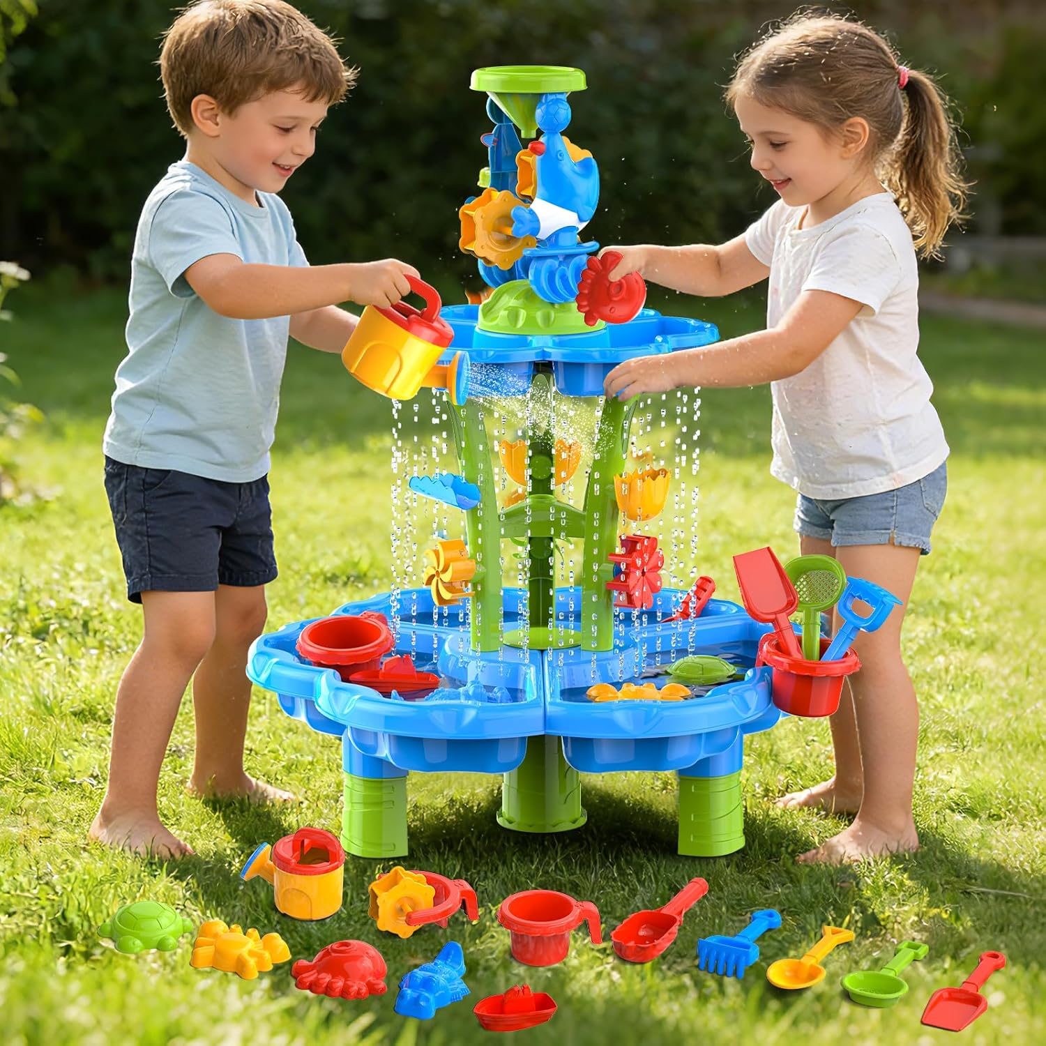 JSDOOGOO 3-Tier Kids Toddlers Water Sand Table