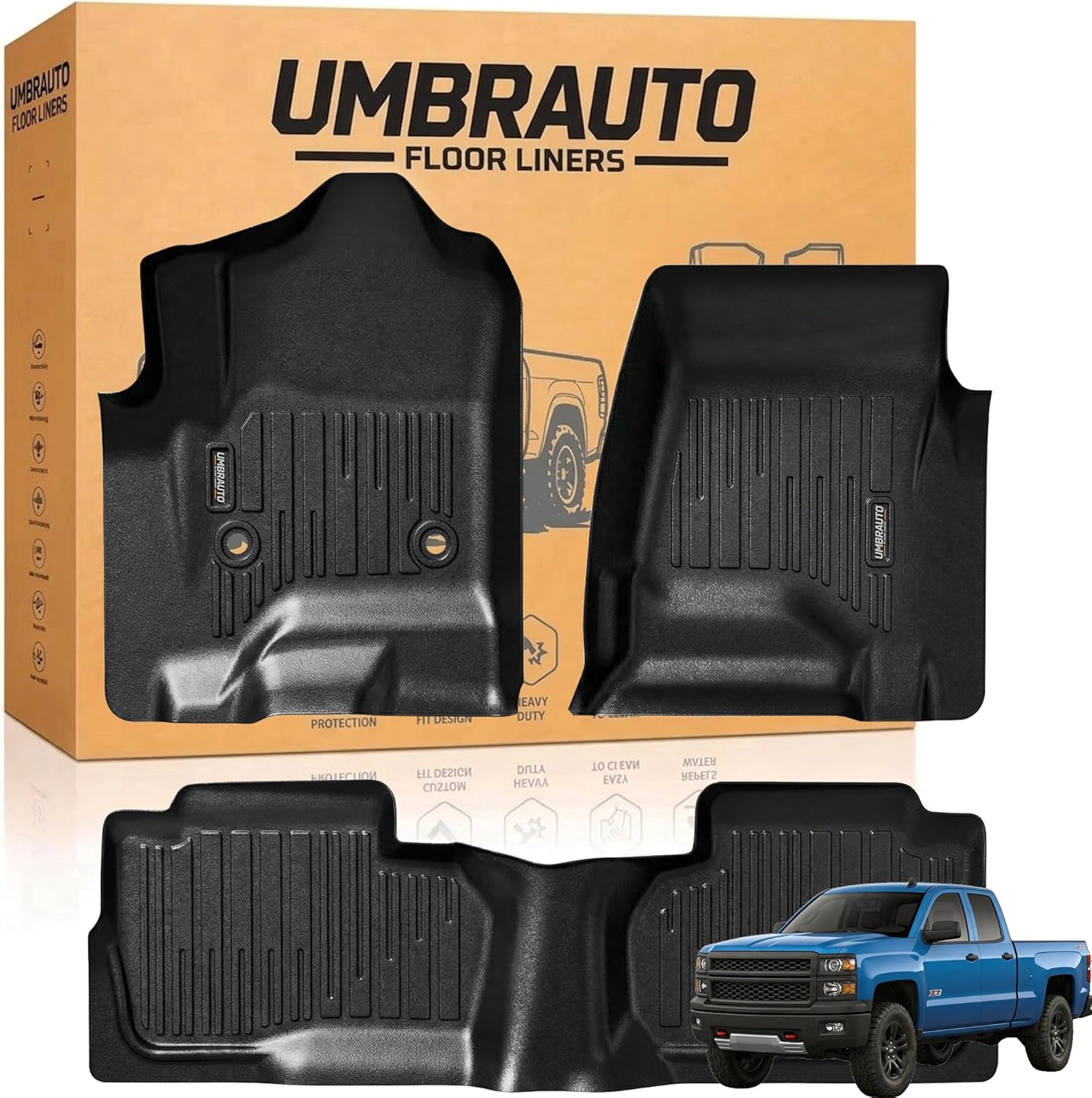 Umbrauto Custom Fit Floor Mats for Chevy Silverado/GMC Sierra