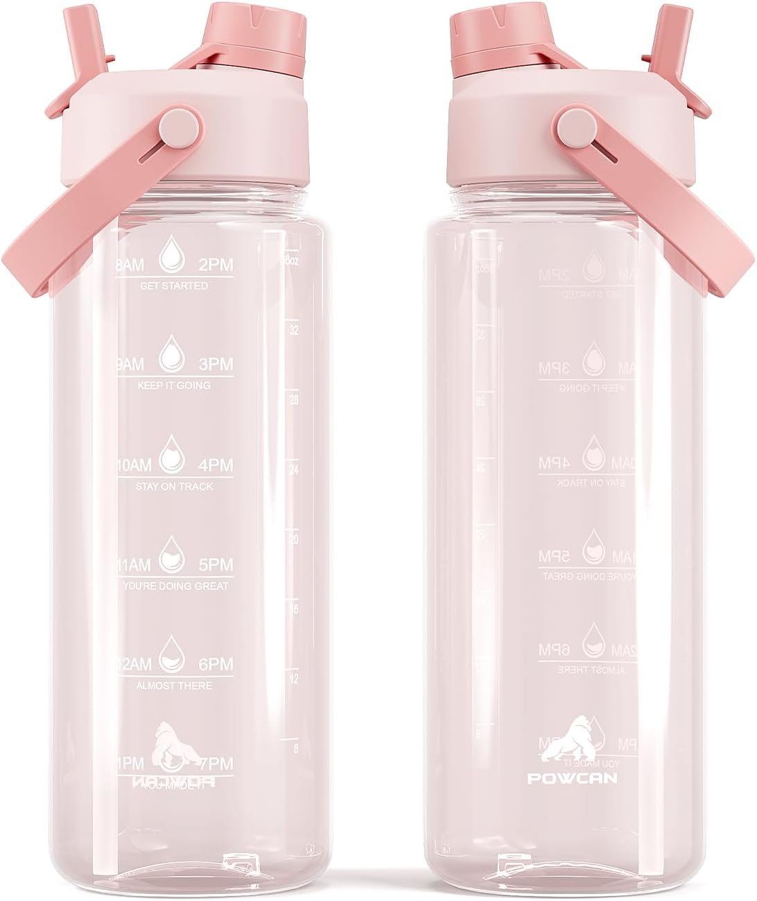POWCAN 40 oz Plastic Water Bottle with 2-in-1 Lid, BPA-free