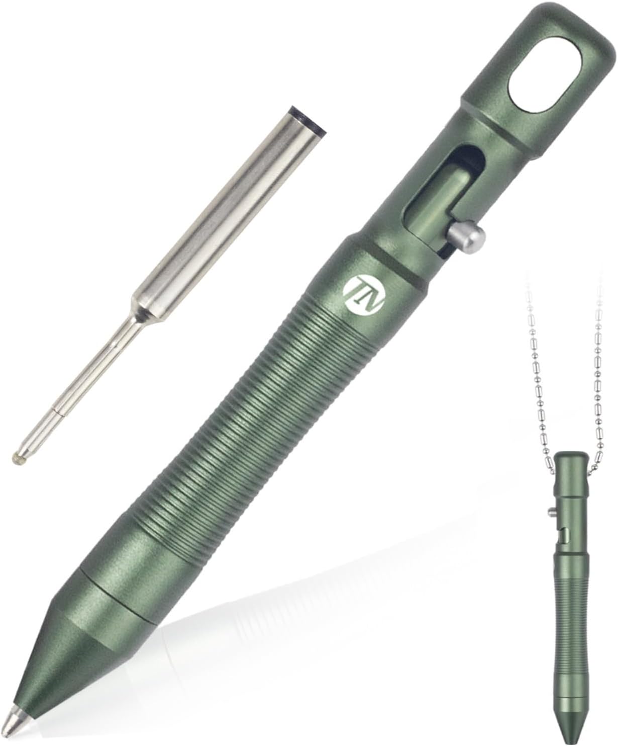 ThruNite Bolt Action Pen, Mini Ballpoint Pen, Sleek Design, Smooth Writing - Ideal for Professionals and Gifts, Replaceable Black Ink Pens for Office, Working, Writing, Construction Work (Dark Green)