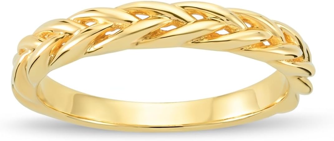 Gelin 14k Solid Gold Braided Ring | 14k Yellow Gold Braid Pattern Stackable Rings for Women | Trendy Gold Rings | Dainty Rings Jewelry | Gift for Anniversary, Sizes 5 to 9 (7)
