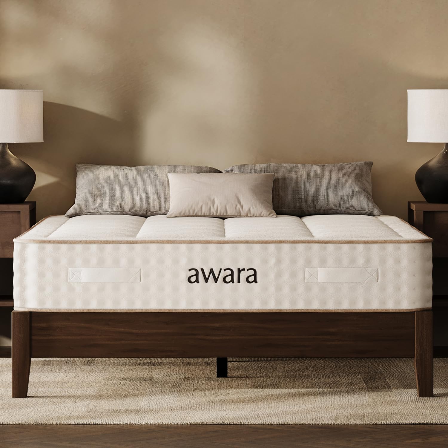 Awara Natural Hybrid King Mattress 10 Inch - Certified Natural Latex - Sustainable New Zealand Wool - Fiberglass-Free - 365-Night Trial