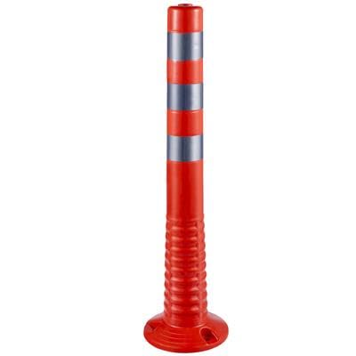 Happybuy Traffic Delineator, Posts Channelizer Cone 6 PCS. Delineator Post Kit 30" in Height. Made of PU, Orange Safety Cones. Portable Spring Posts with Base. Barrier Cones with Reflective Bands