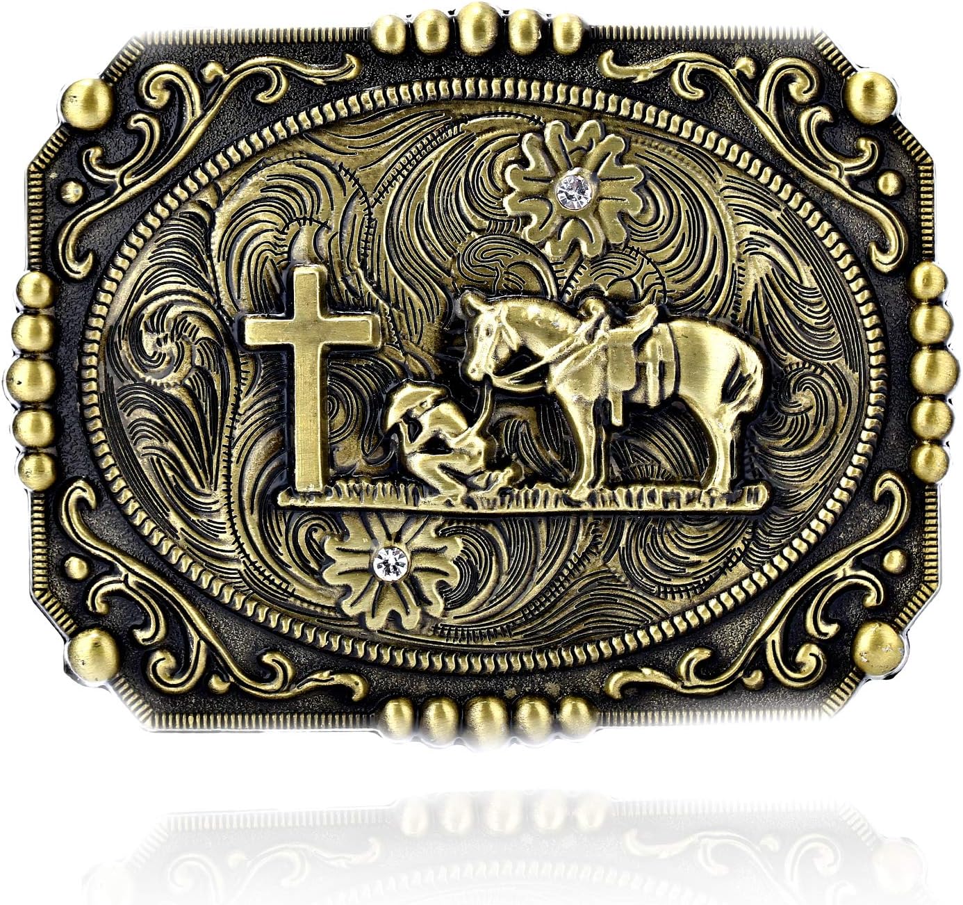 KDG Western Belt Buckle for Men - Rodeo Cowboy American Flag Belt Buckles