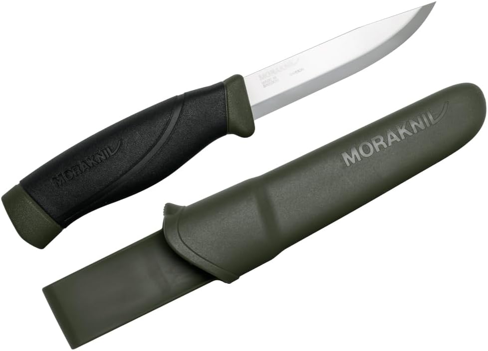 Morakniv Companion Heavy-Duty Carbon Steel Fixed-Blade Knife with Sheath