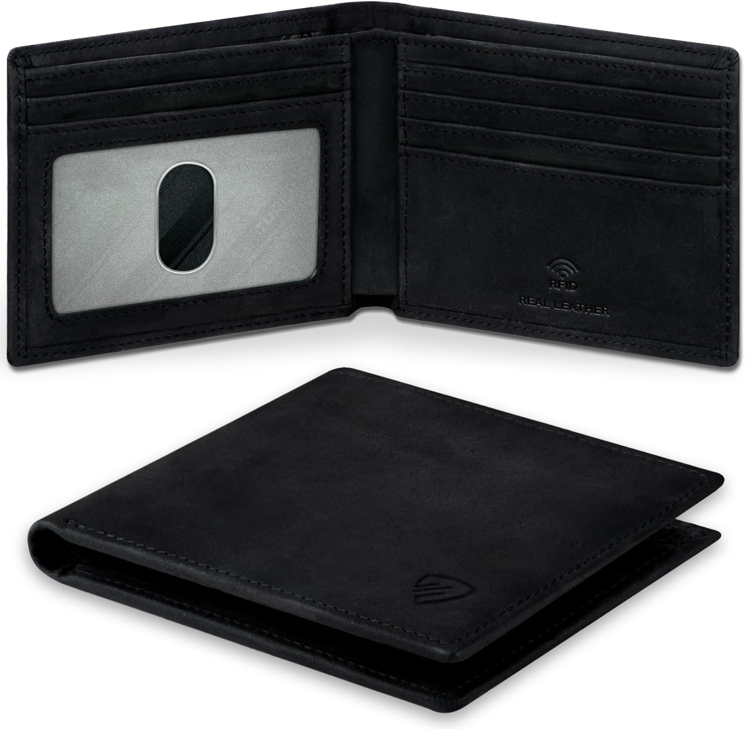 RUNBOX Genuine Leather Bifold Wallet for Men