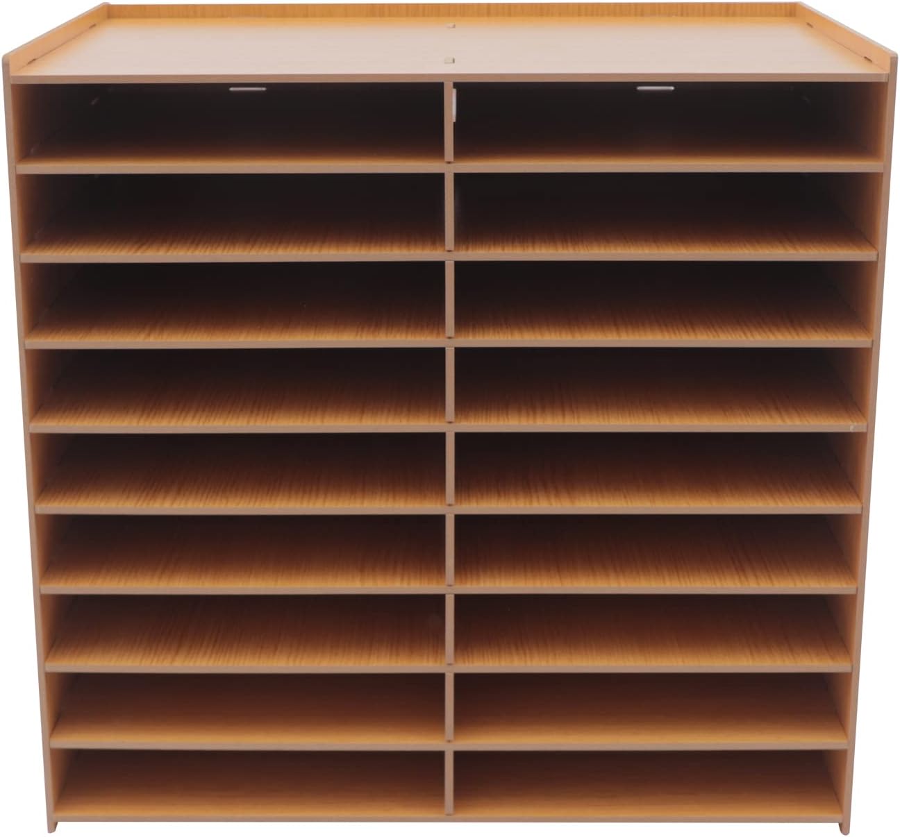 YIYIBYUS Wood Literature Organizer, 18 Compartments Durable Construction, Student Mailbox with Adjustable Shelves, Wood Literature Sorter Student Mailbox for Classroom Home Office School