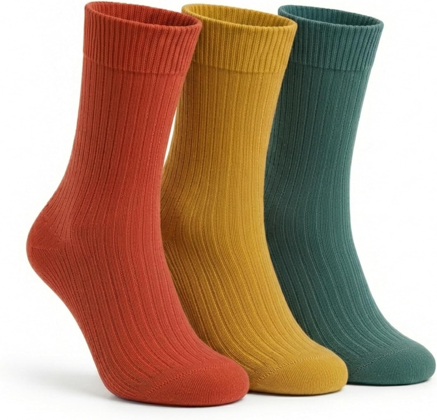 Bulusorganic 3 Pairs 98% Organic Cotton Crew Socks, Soft Breathable Non-Tight Seamless Casual Socks for Men & Women