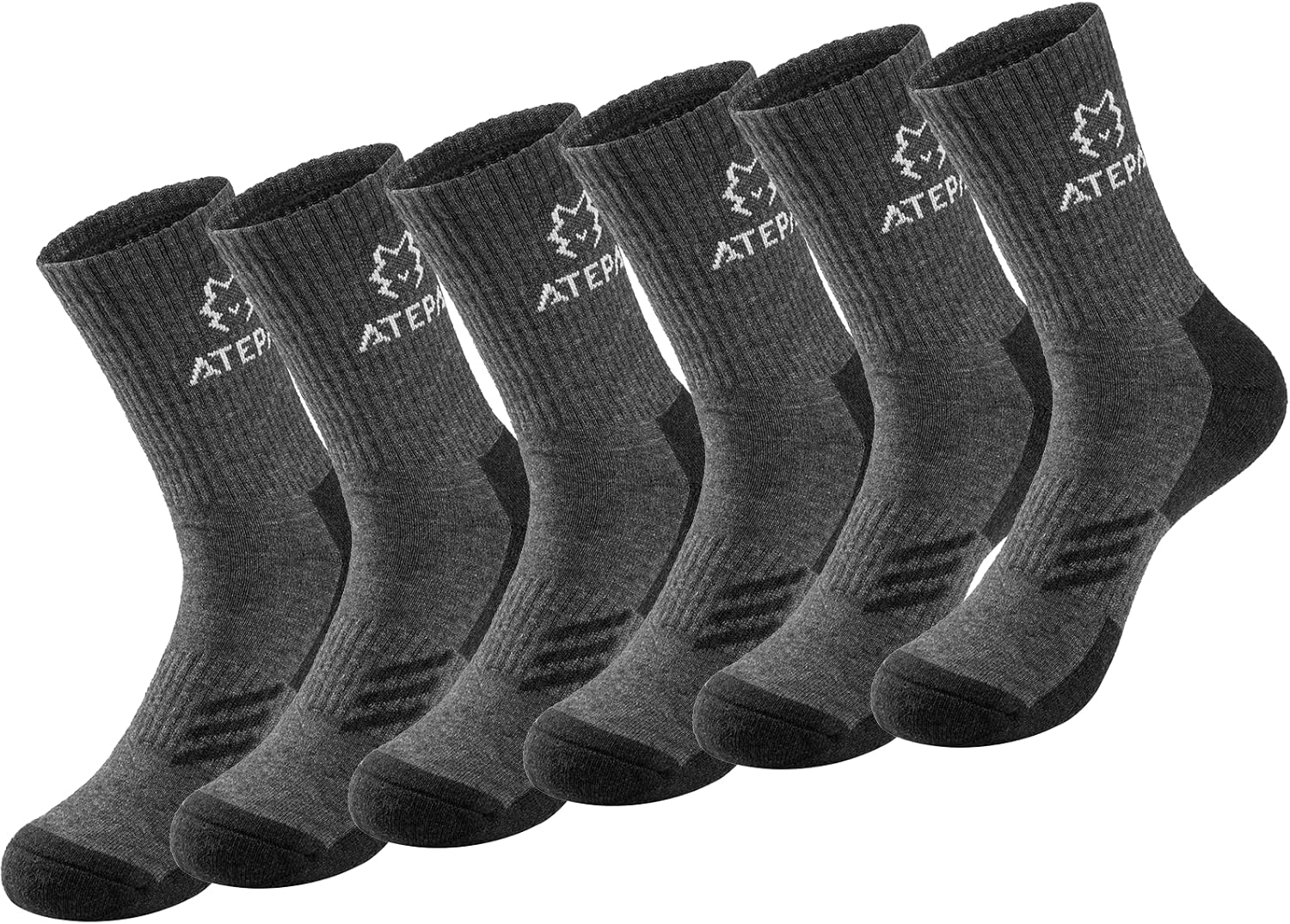 ATEPA Standard Merino Wool Men's Hiking Heavy Cushion Crew Thick Winter Socks