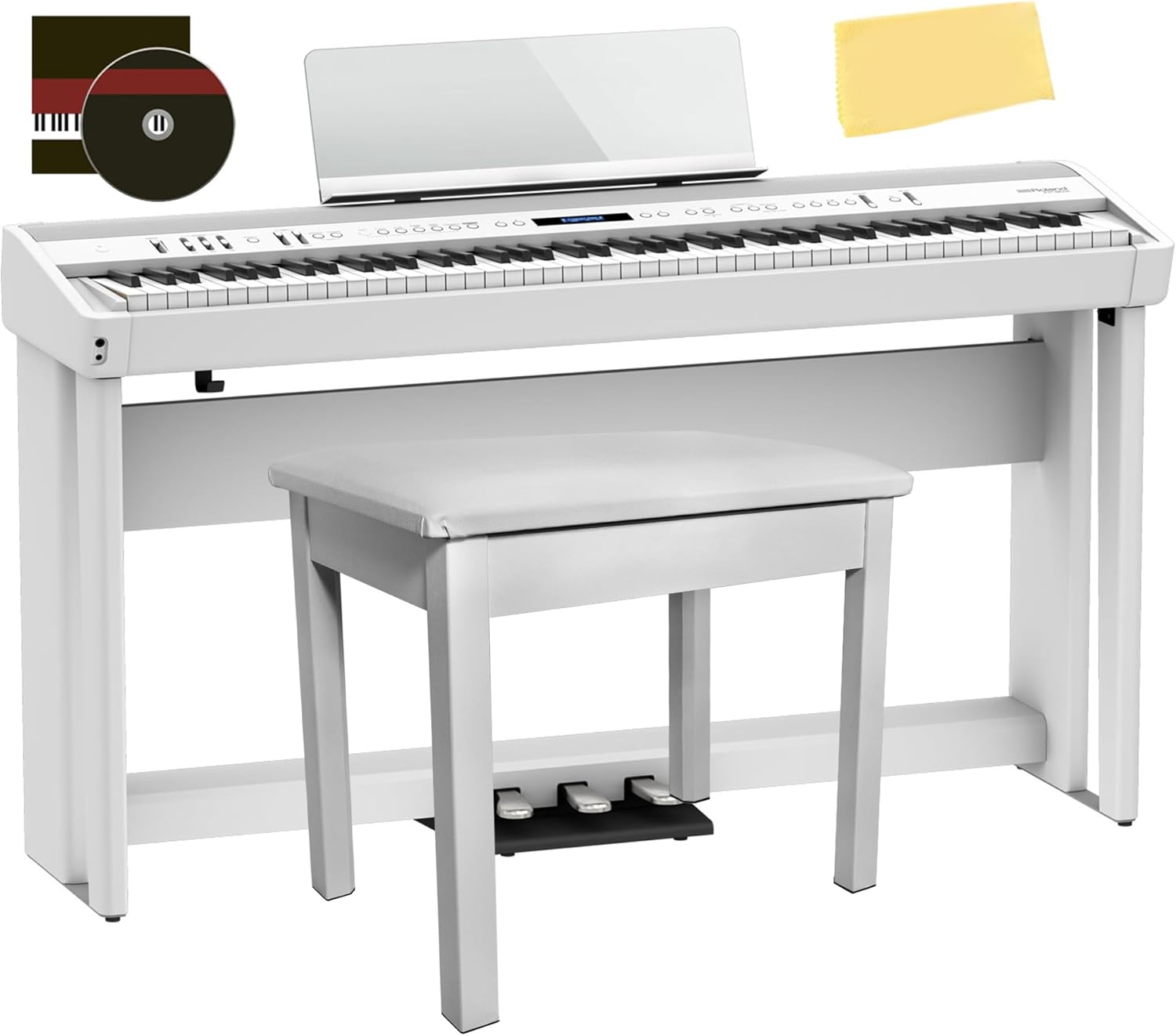 Roland Amazon.com: Roland FP-90X 88-Key Digital Piano - White Bundle with KSC-90 Stand, Three Pedal Unit, Bench, Online Lessons, Instructional DVD, and Austin Bazaar Polishing Cloth : Musical Instruments