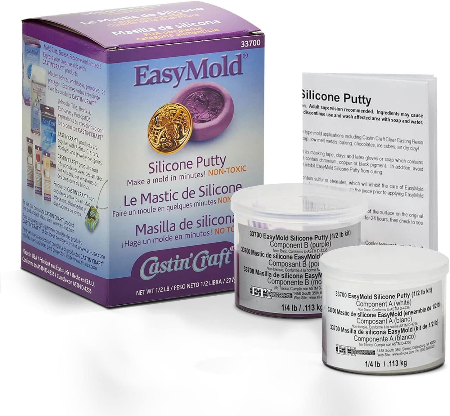 Castin'Craft EasyMold Silicone Putty, 1/2 lb Kit
