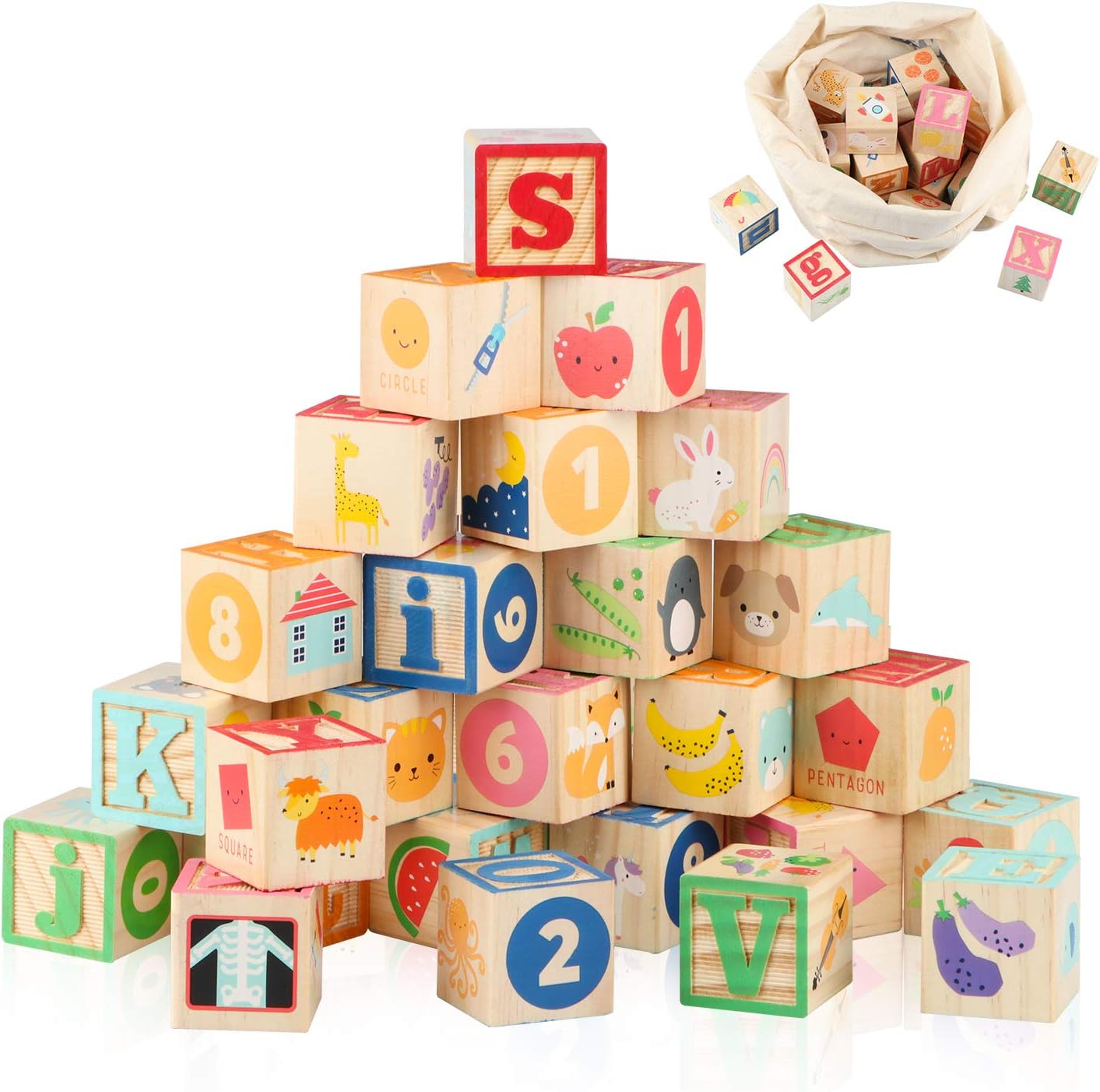 Joqutoys ABC Wooden Building Blocks