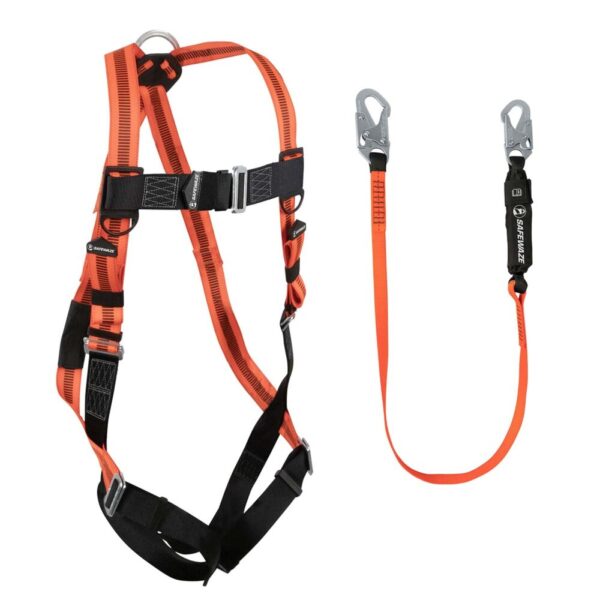 Safewaze V-Line Full Body Safety Harness + 6-Foot Lanyard Combo (FS99280-E / FS88560-E)