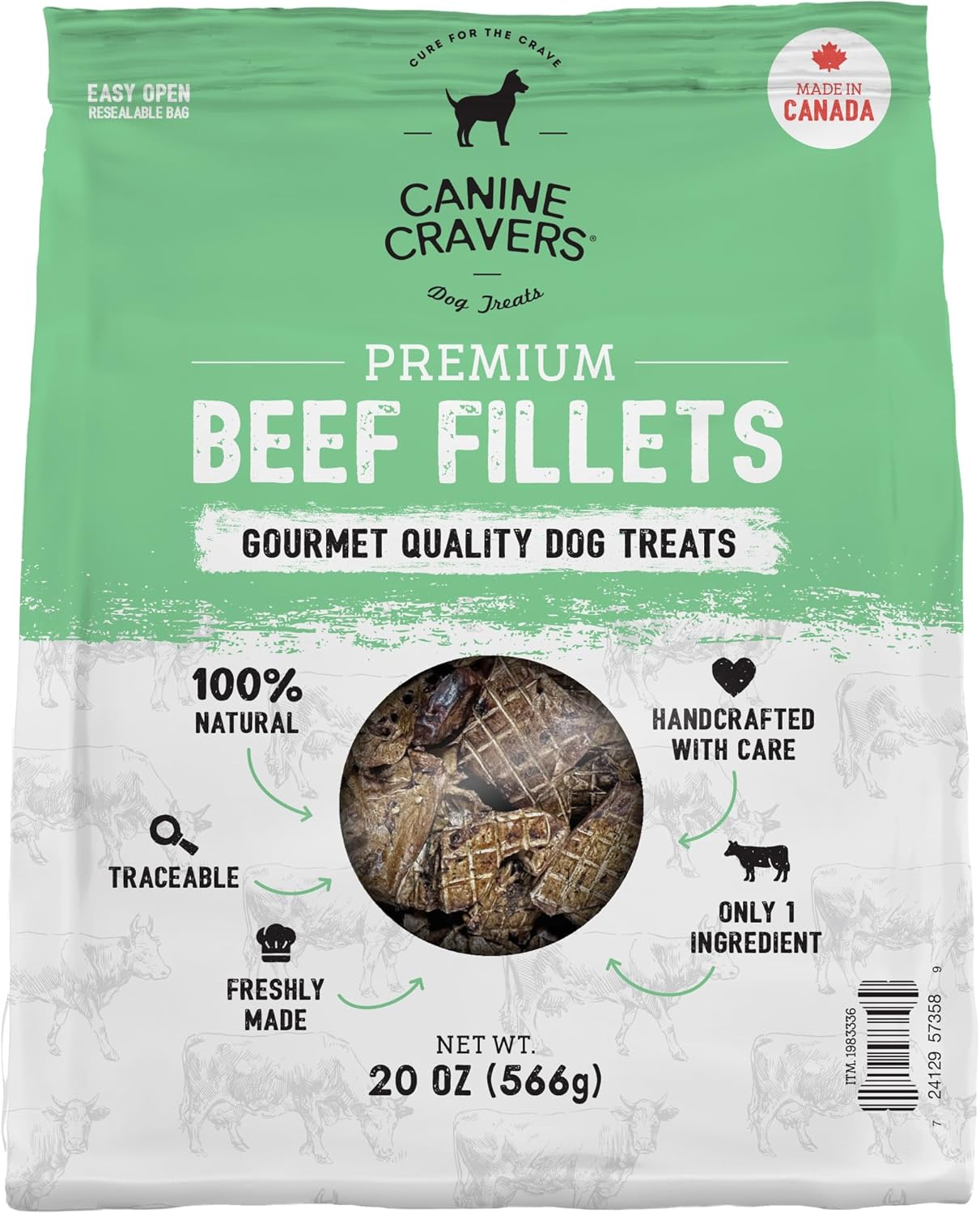 Canine Cravers Single Ingredient Dog Treats - Beef Fillets Air Dried