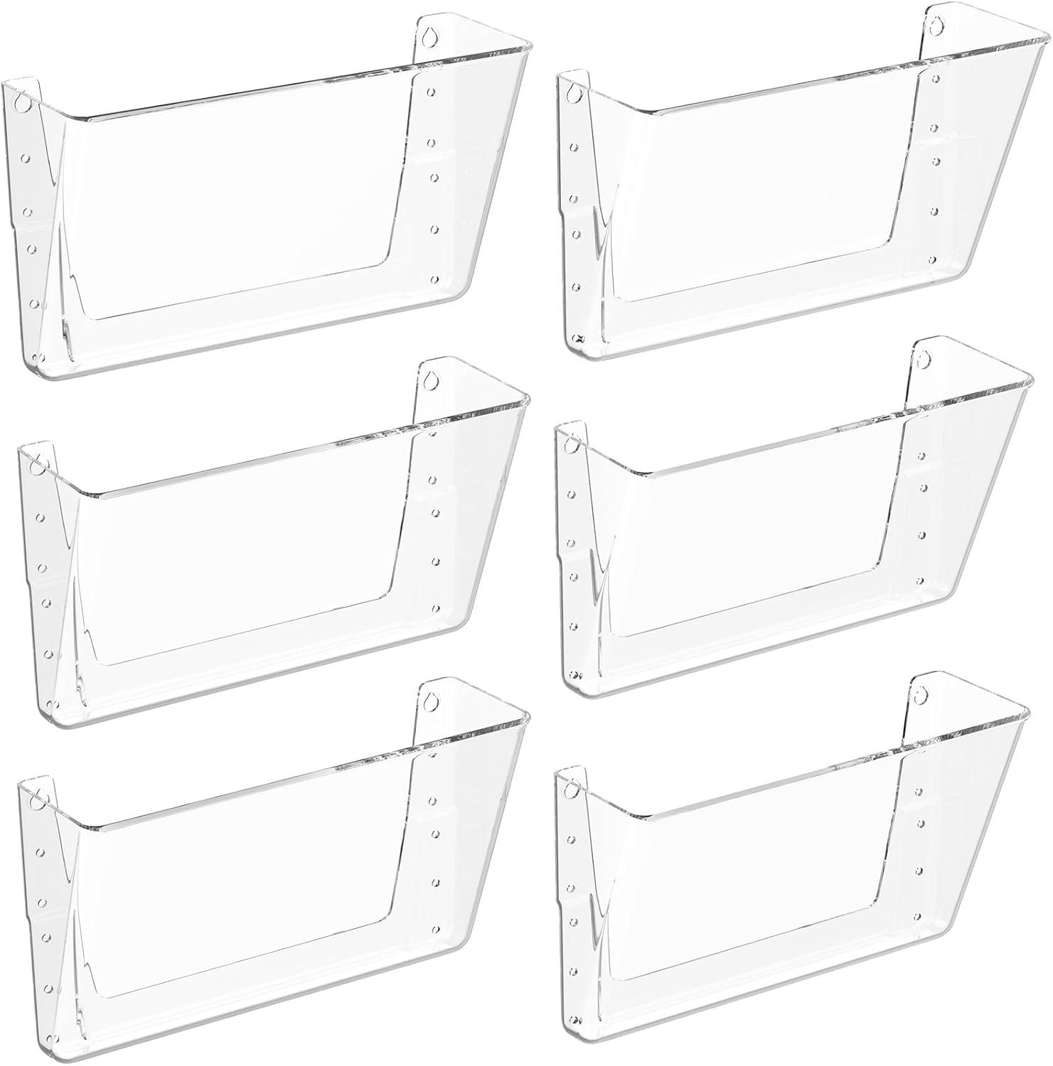 MaxGear Acrylic Wall File Organizer 6 Pockets Hanging Paper Holder Clear Wall Bins for School, Office and Home, 13x4x7 inches