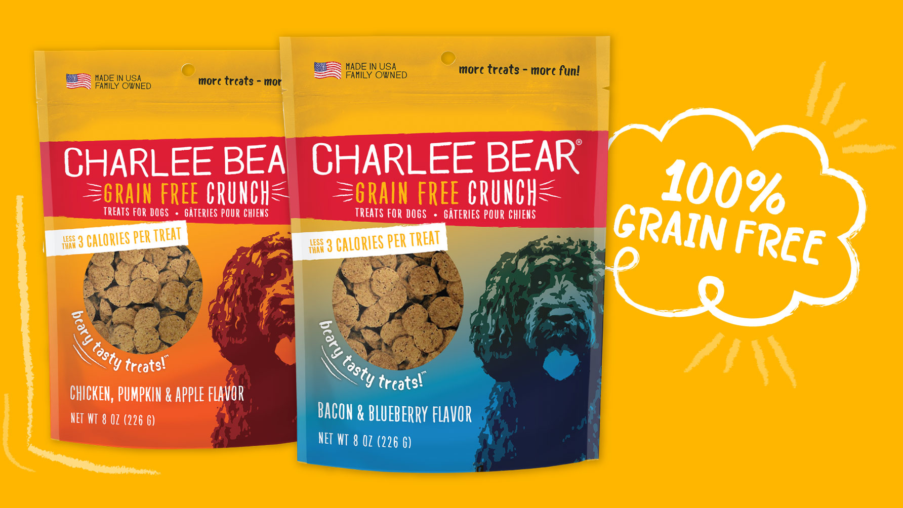 Grain Free Crunch Dog Training Treats, 3-Flavor Variety Pack, 8 oz × 3