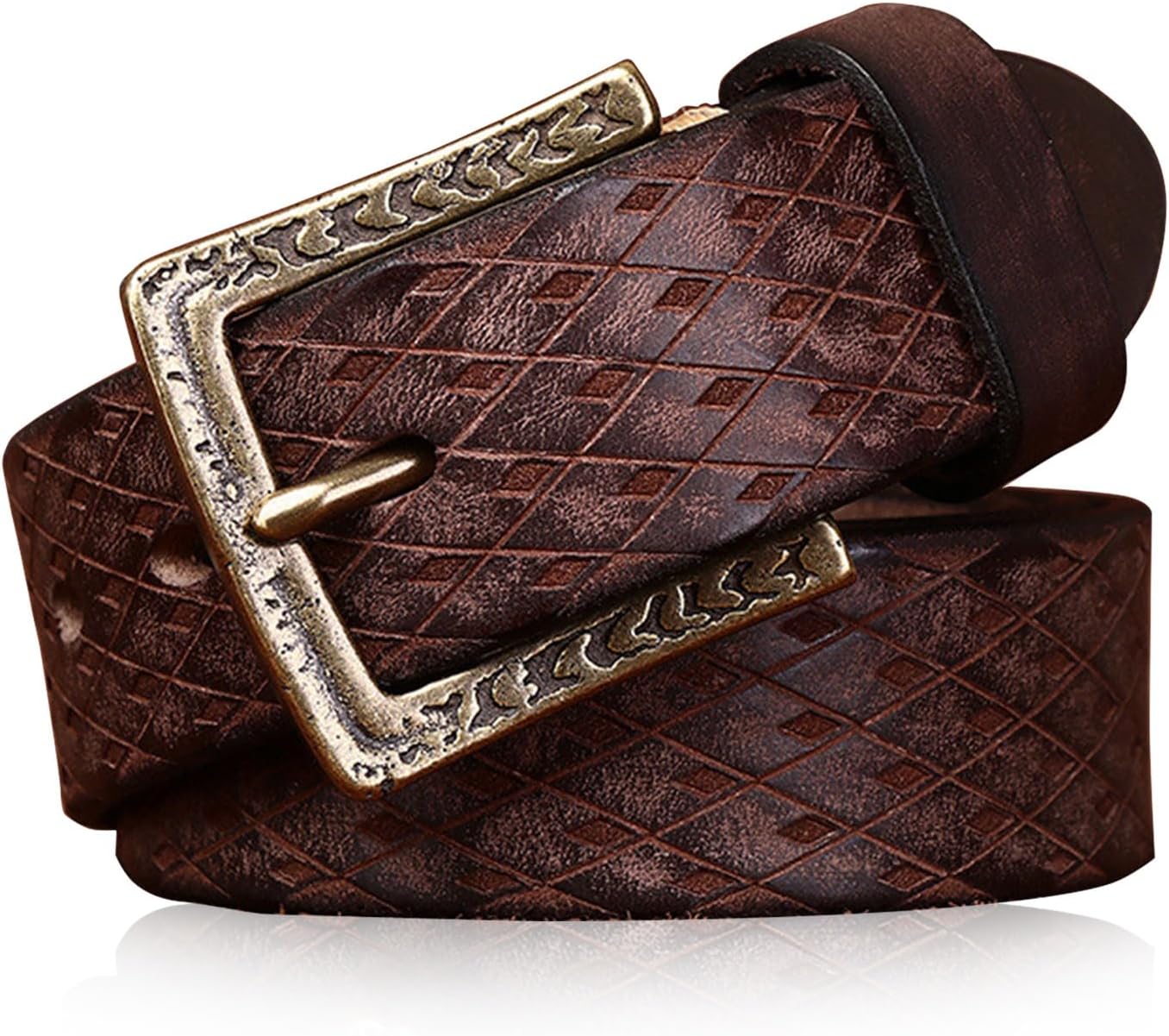 Karoukee Men's Classic Full Grain Leather Belt