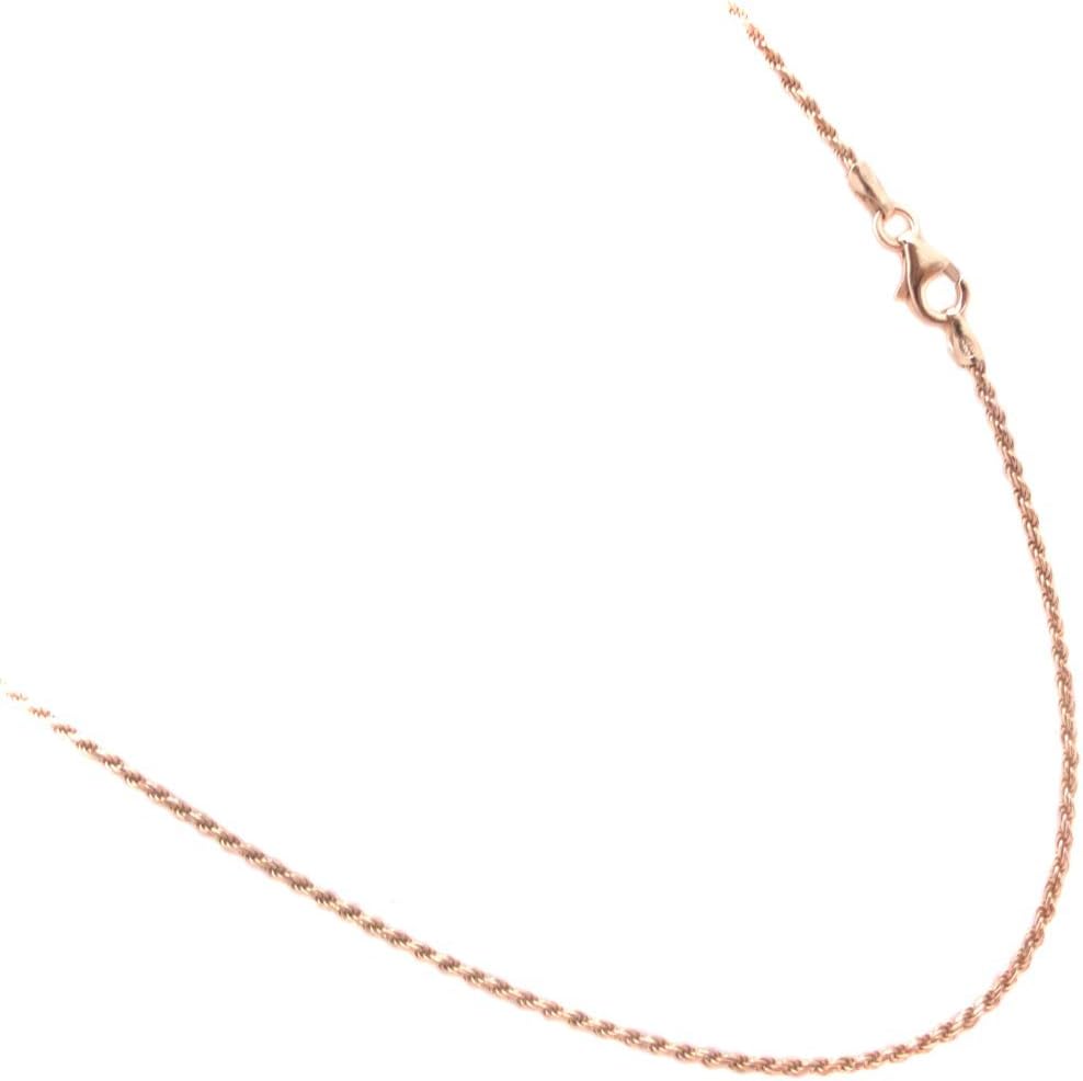 JOSCO Rose-Gold Plated Over Sterling Silver 1.5mm Rope Chain