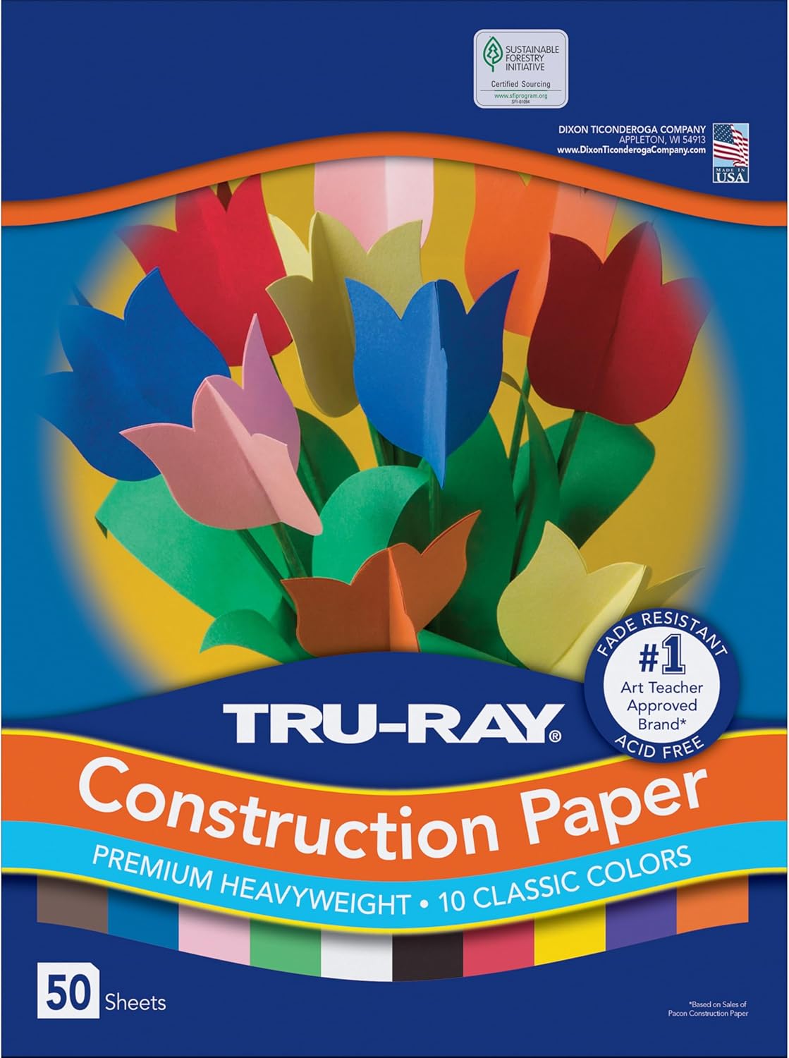 Tru-Ray Construction Paper, Classic Colors, 12" x 18", 50 Sheets