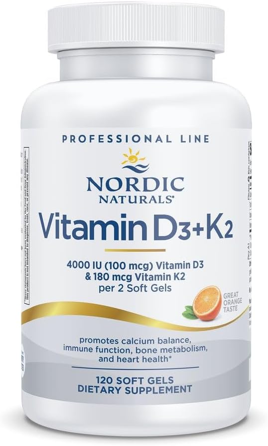 Nordic Naturals Professional Grade Vitamin D3+K2 Supplement - 60 Soft Gels