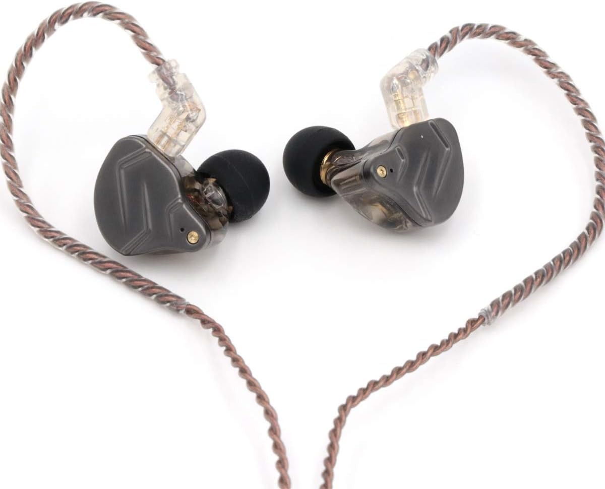 Linsoul KZ ZSN Pro Dual Driver 1BA+1DD Hybrid Metal Earphones HiFi in-Ear Monitor with Detachable Recessed 2Pin Cable, Zin Alloy Panel (with Mic, Black)