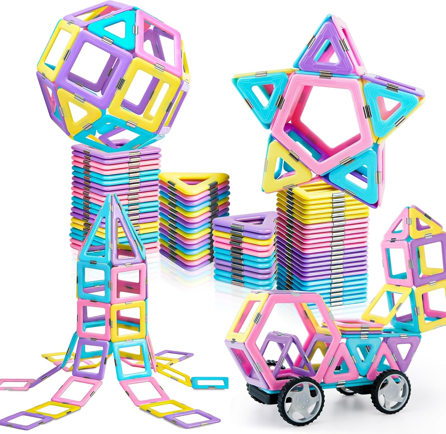 MAGBLOCK Magnetic Building Blocks Set, Upgraded Magnetic Tiles Toys for 3 4 5 6 7 8+ Year Old Girls, 103pcs Magnet Toys for Toddlers Boys and Girls 3-5