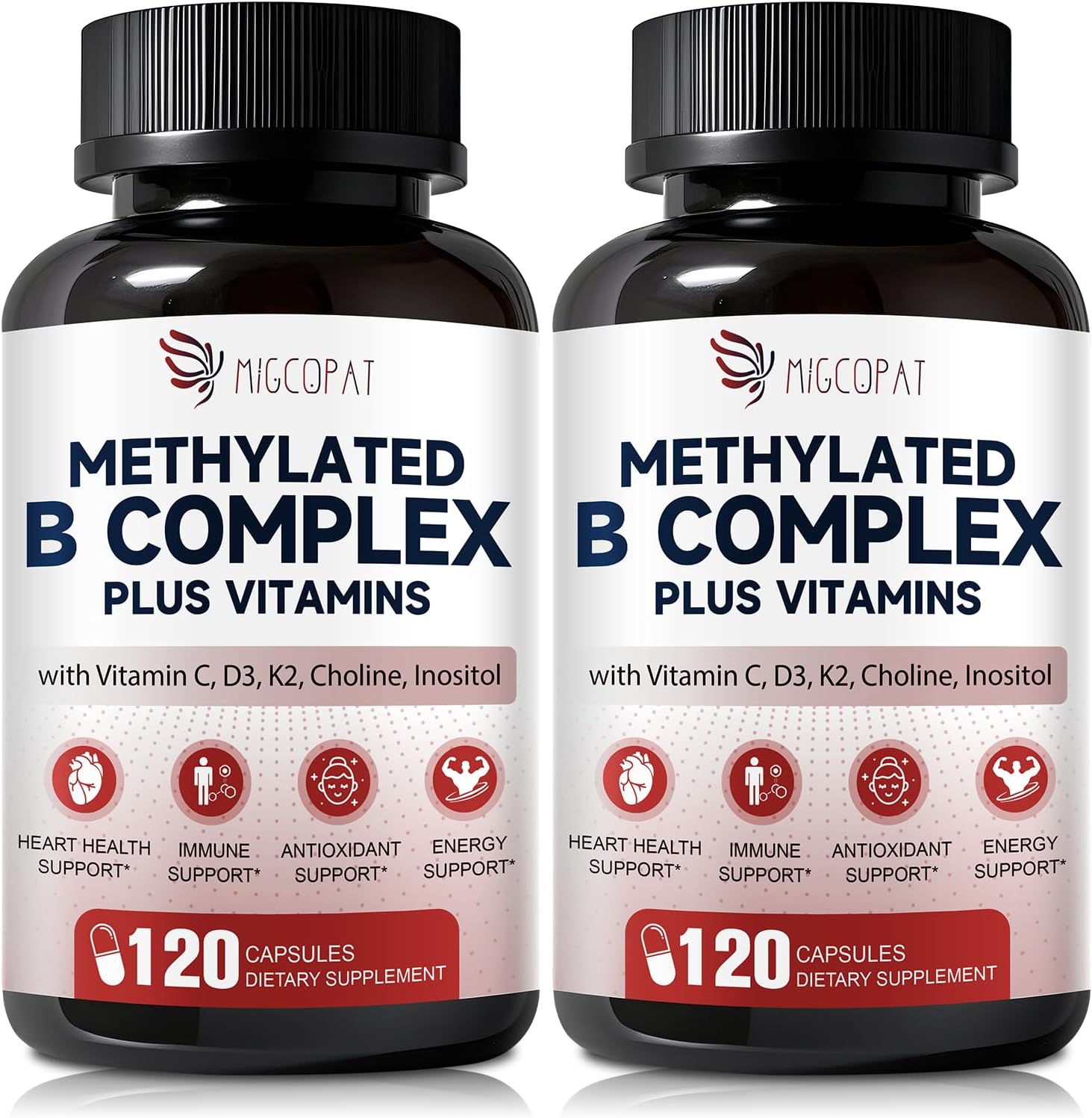 Migcopat 17-in-1 Methylated B Complex, 258,150 mcg Multivitamins, B12 Methylcobalamin, Methylfolate,Vitamin C, Vitamin D3 K2, CoQ10, Biotin, TMG, Methylated Multivitamin for Energy, Brain-240 Capsules