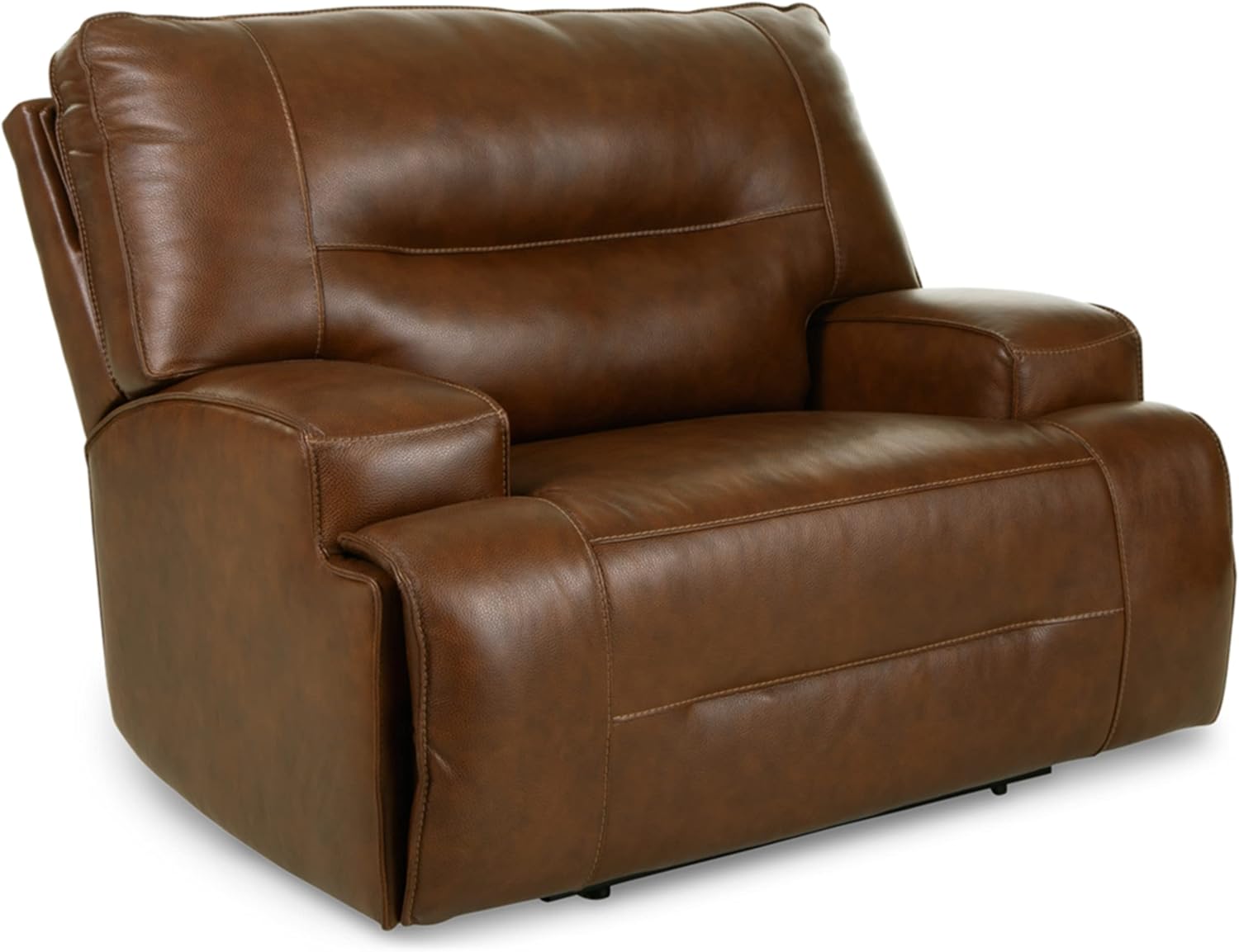 Signature Design by Ashley Francesca Modern Leather Power Recliner with Adjustable Headrest, Dark Brown