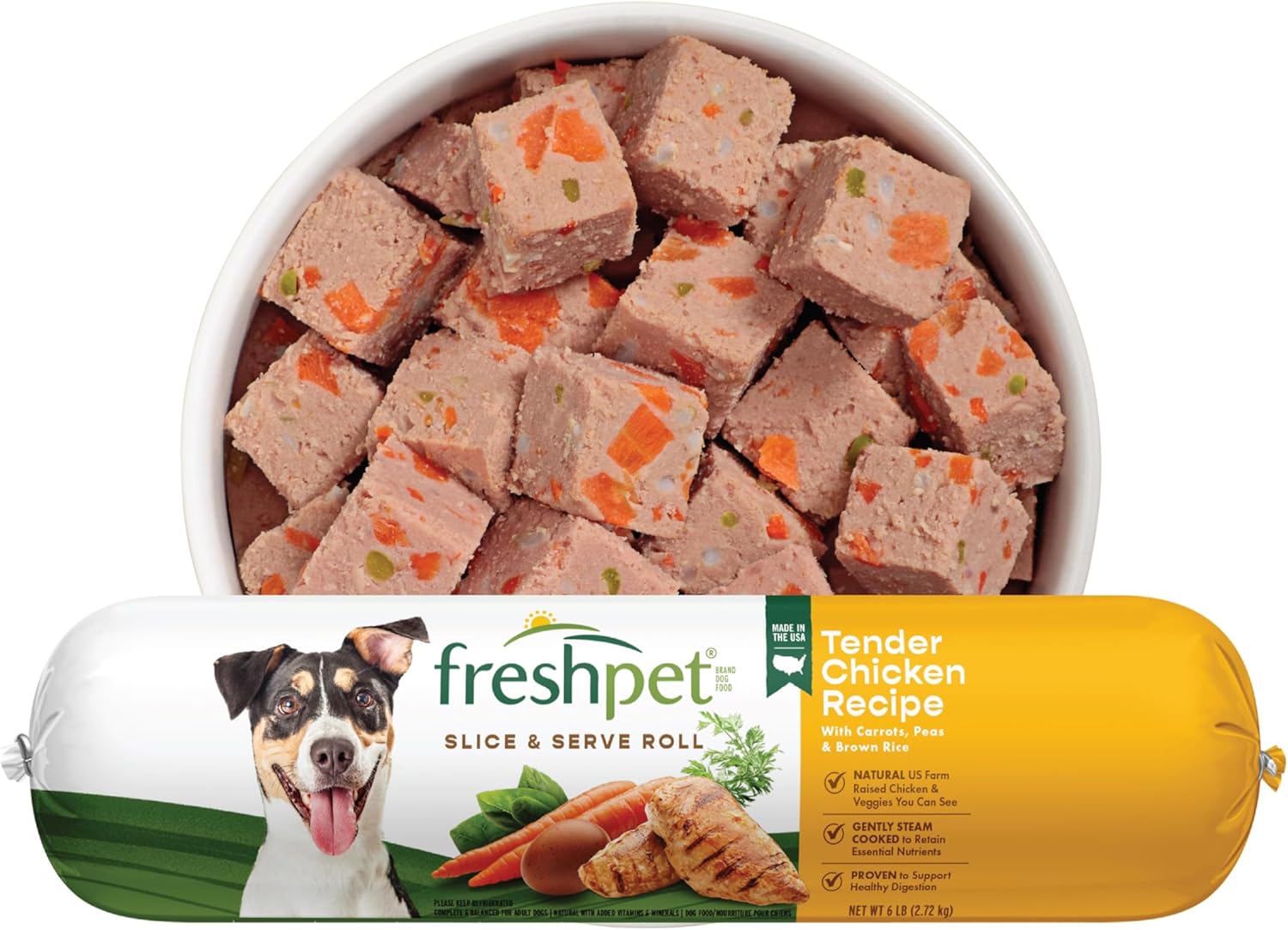 Freshpet Fresh Dog Food, Slice & Serve Roll, Tender Chicken Recipe