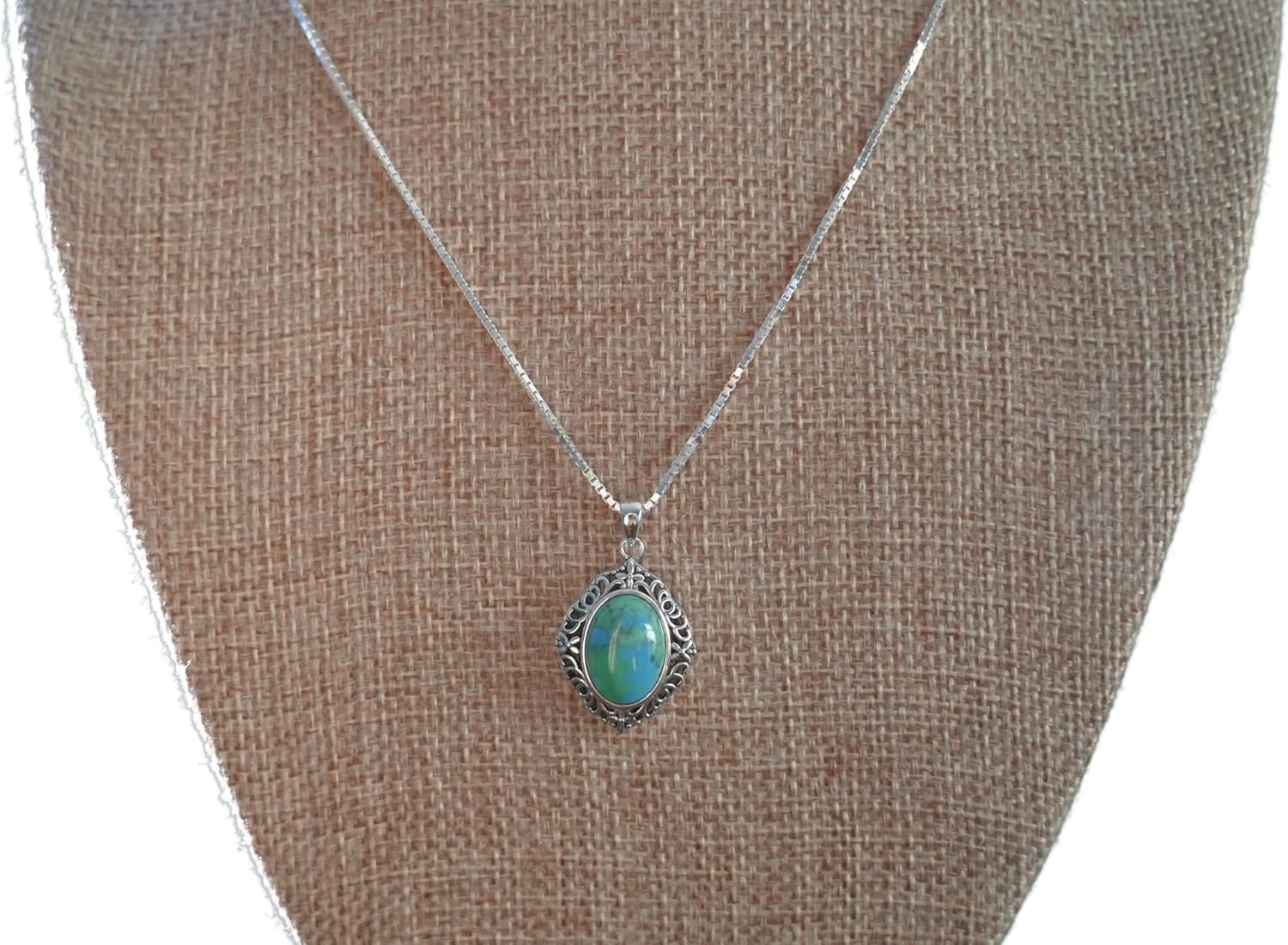 Generic Women's Silver Turquoise Layered Necklace - Western Jewelry for Women with 925 Sterling Silver Box Chain December Birthstone
