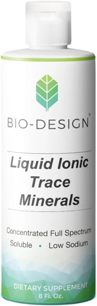 Bio-Design Liquid Ionic Trace Minerals - Concentrated Full-Spectrum Minerals -Naturally Low Sodium, Superior Absorption & Bioavailability - 8oz Fl Oz.