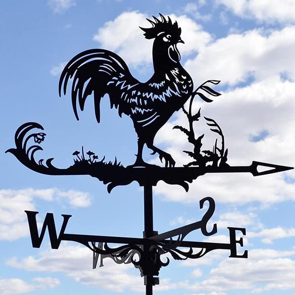 SKipdr Black Rooster Metal Weathervane Innovations Adjustable Roof Mounted Barn Weathervane,Weathervane