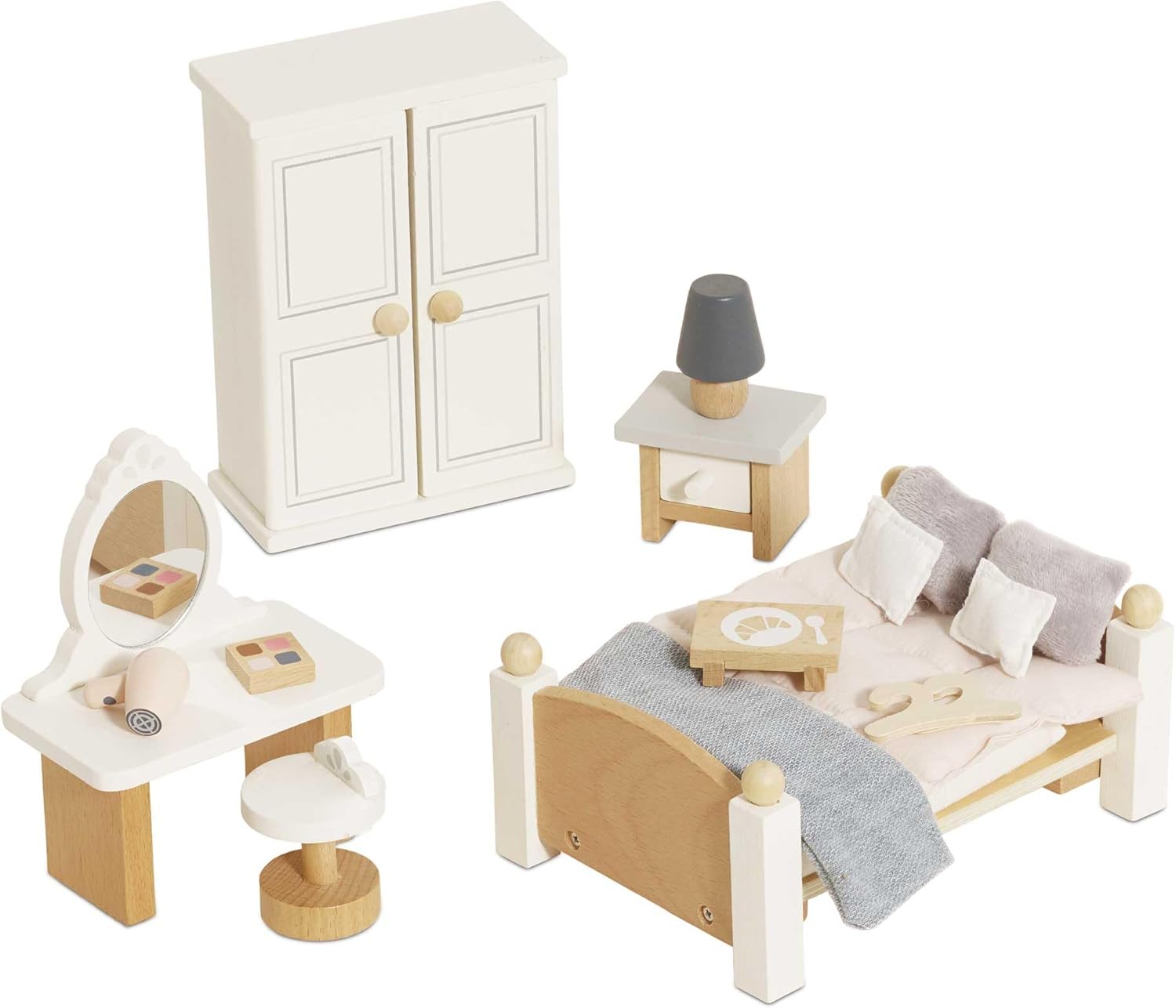 Le Toy Van - Wooden Daisylane Master Bedroom Dolls House | Accessories Play Set For Dolls Houses | Girls and Boys Dolls House Furniture Sets - Suitable For Ages 3+, ME057