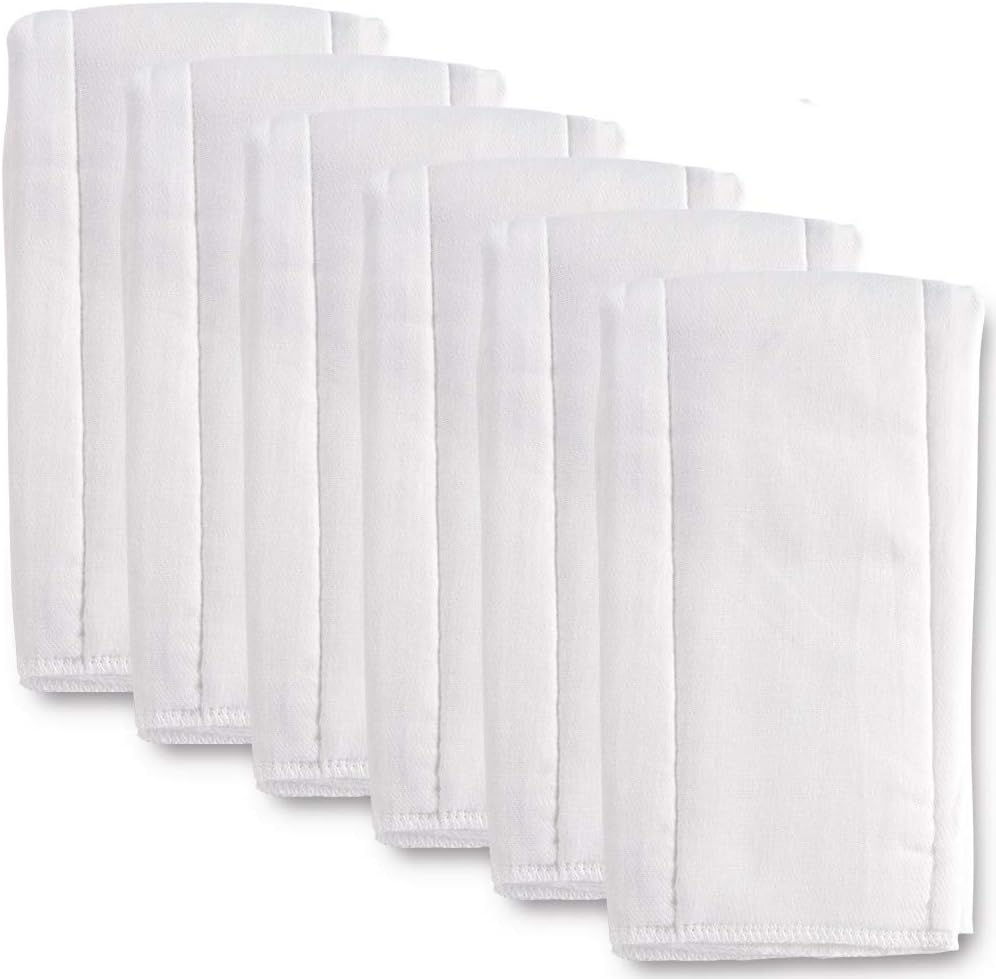 Fasoar Cloth Diapers Prefold Covers 6 Pack - 6 ply 100% Unbleached Cotton