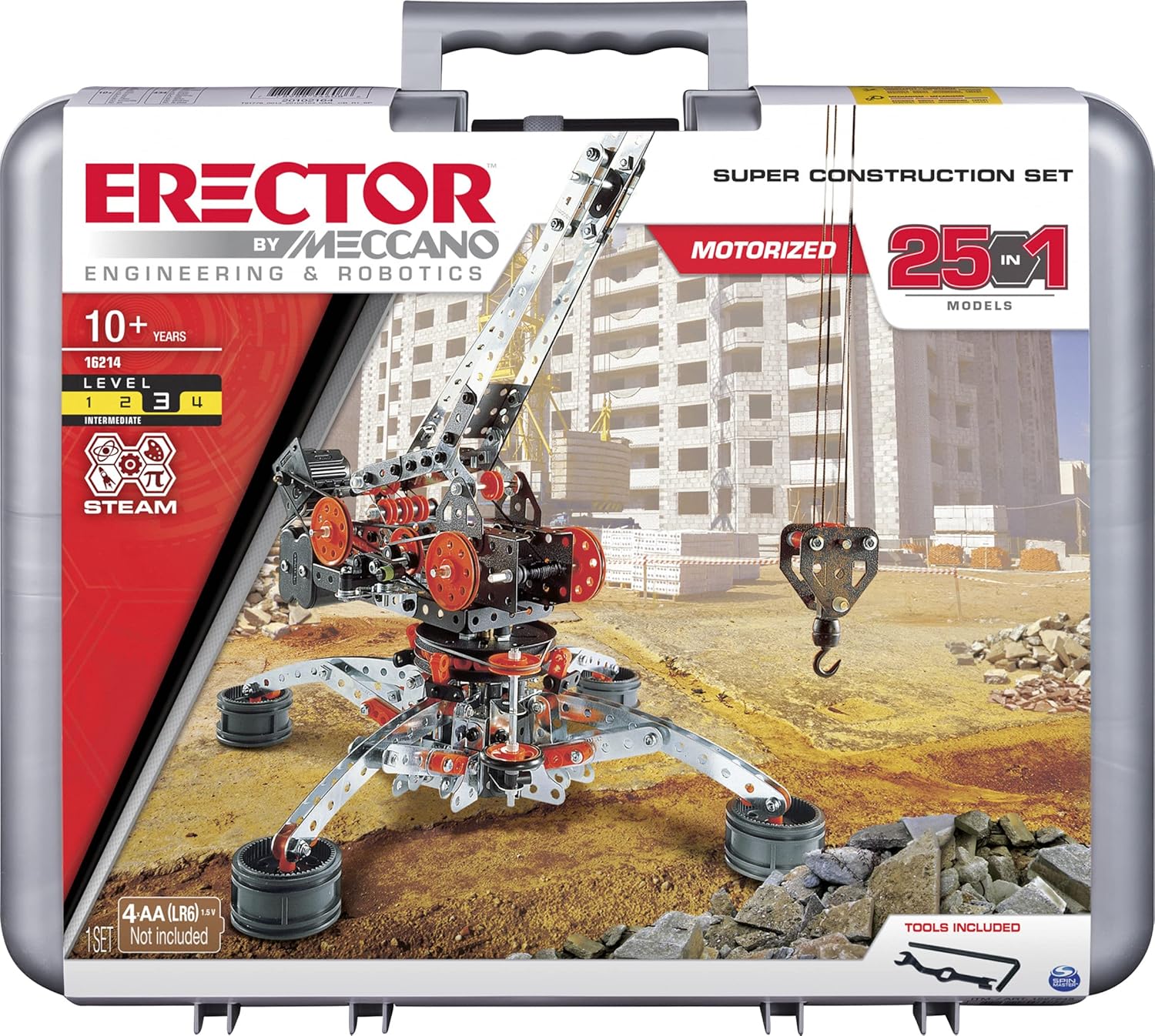 MECCANO Erector Super Construction 25-in-1 Motorized Building Set, STEM Education Toy for Ages 10 and Up