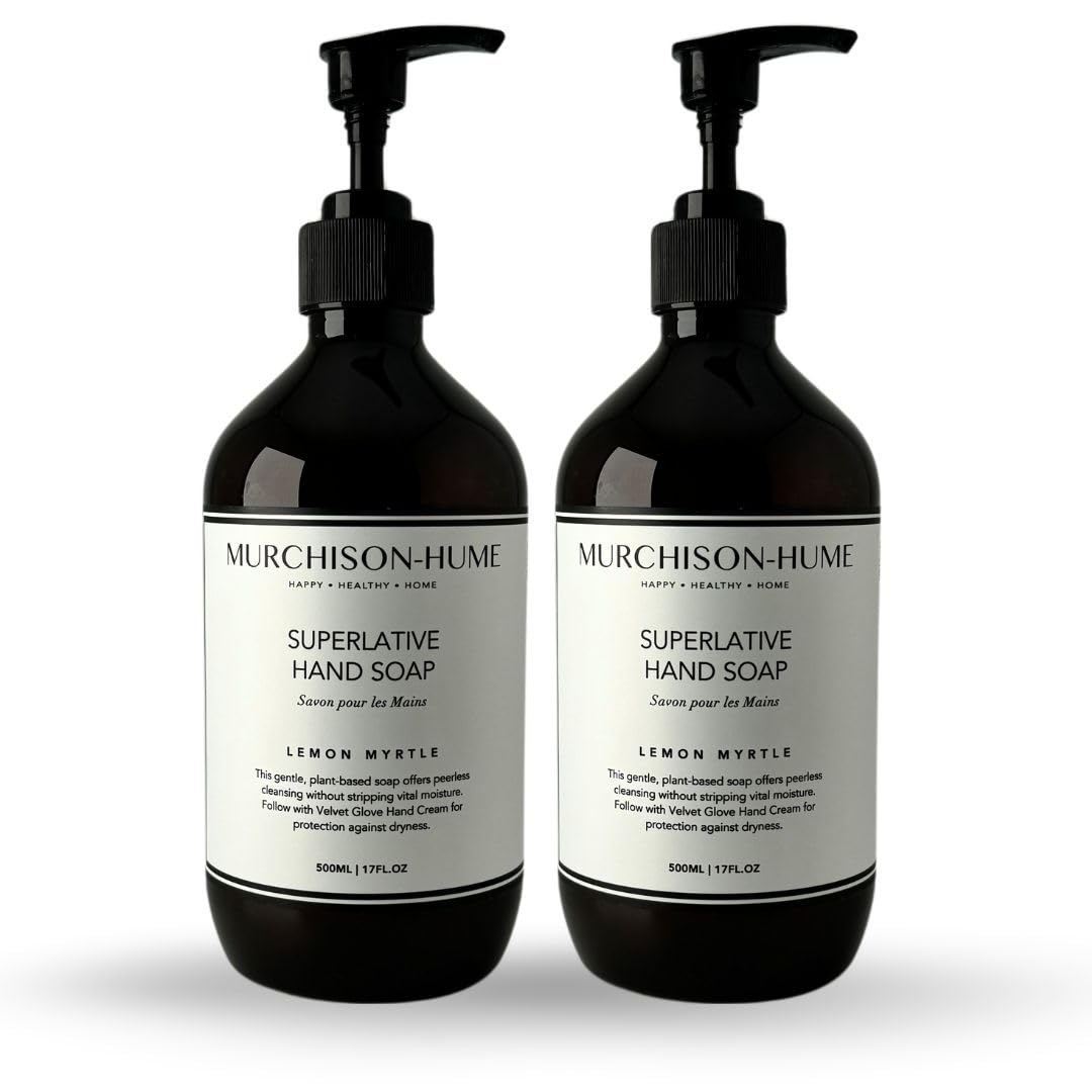 Murchison-Hume Luxury Vegan Hand Soap with Pump Dispenser, Moisturizing Hand Wash, SLS, Paraben & Cruelty-Free, 17oz - Pack of 2 (Lemon Myrtle)